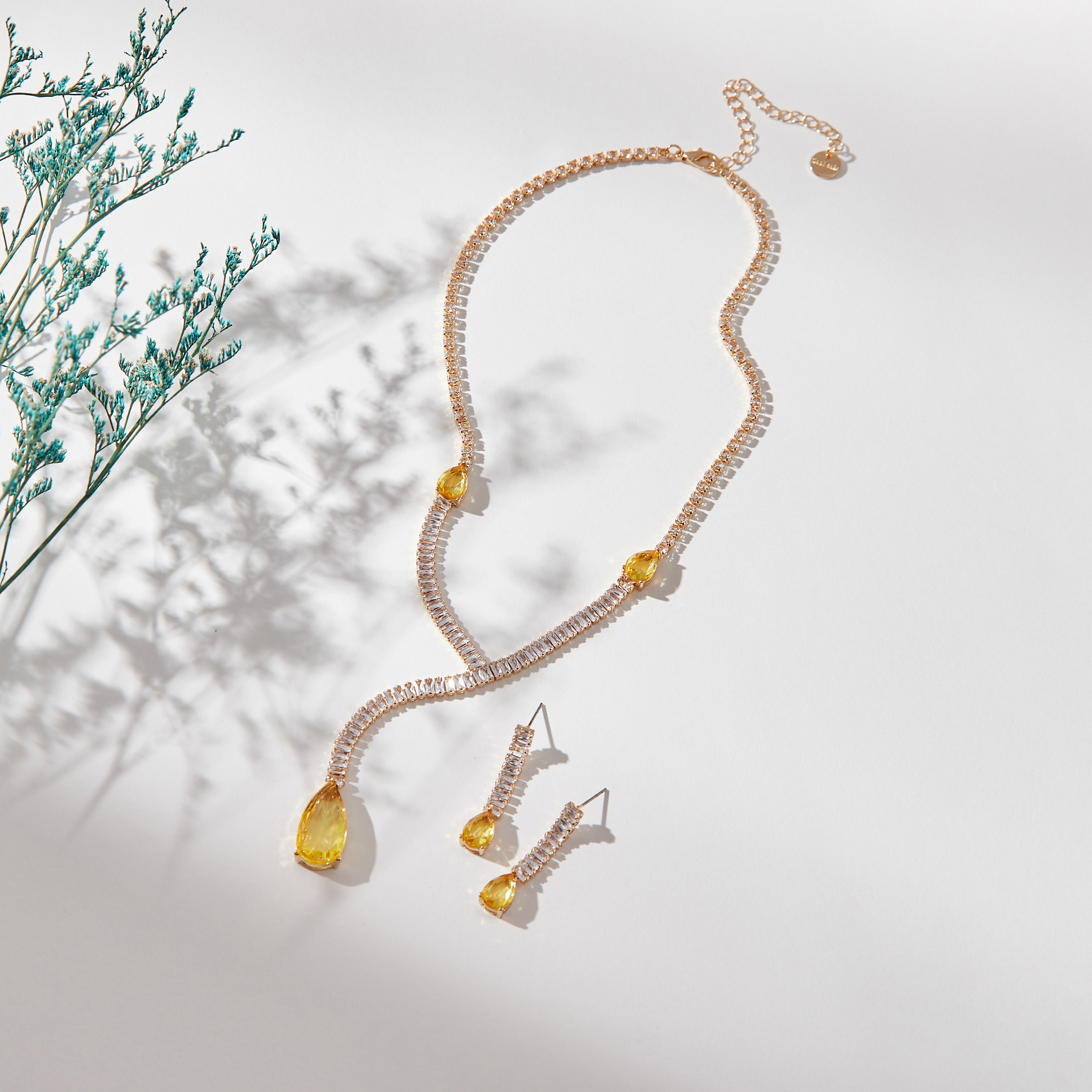 Stone Studded Necklace and Earrings Set