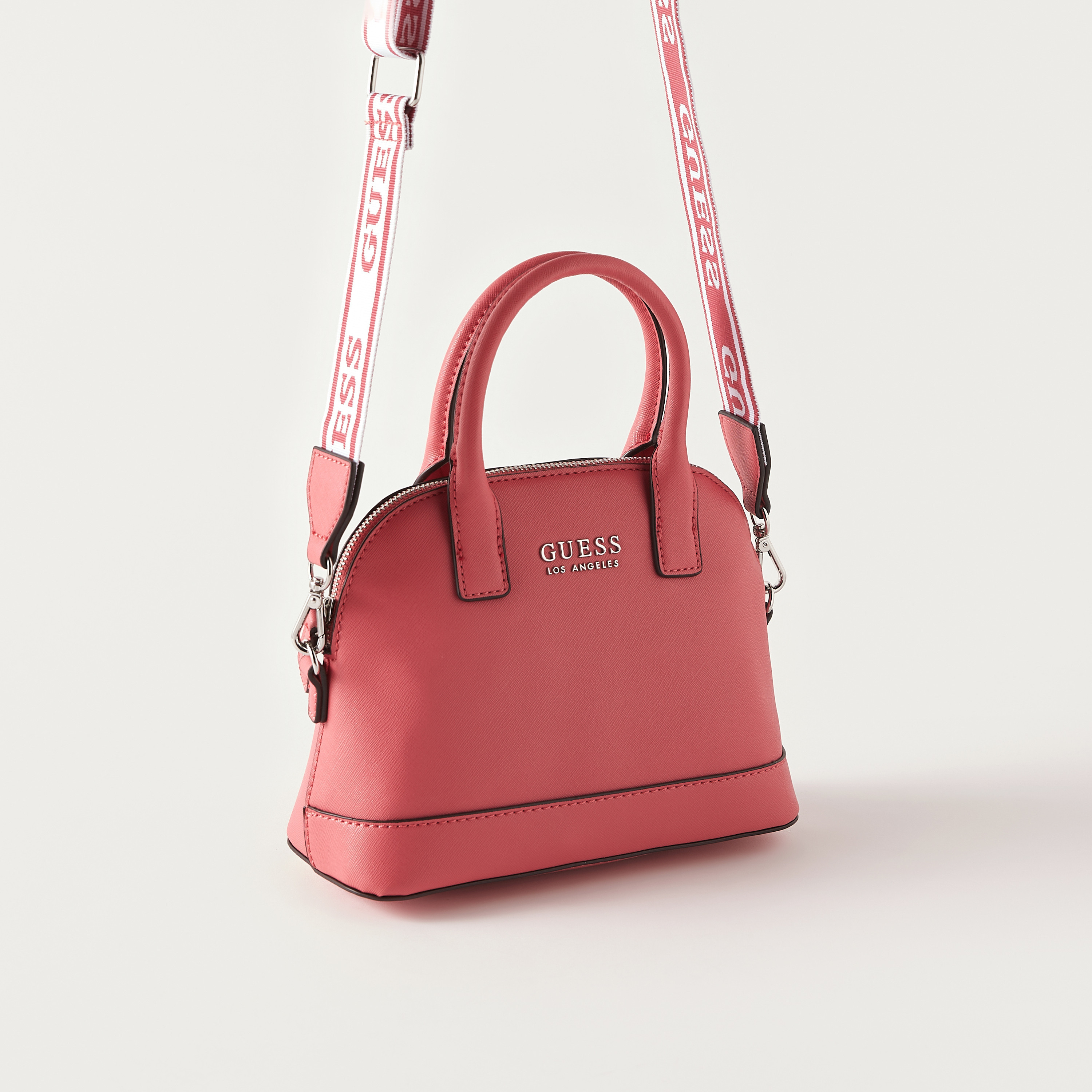 Buy Guess Solid Dome Bag with Detachable Strap and Zip Closure Splash UAE