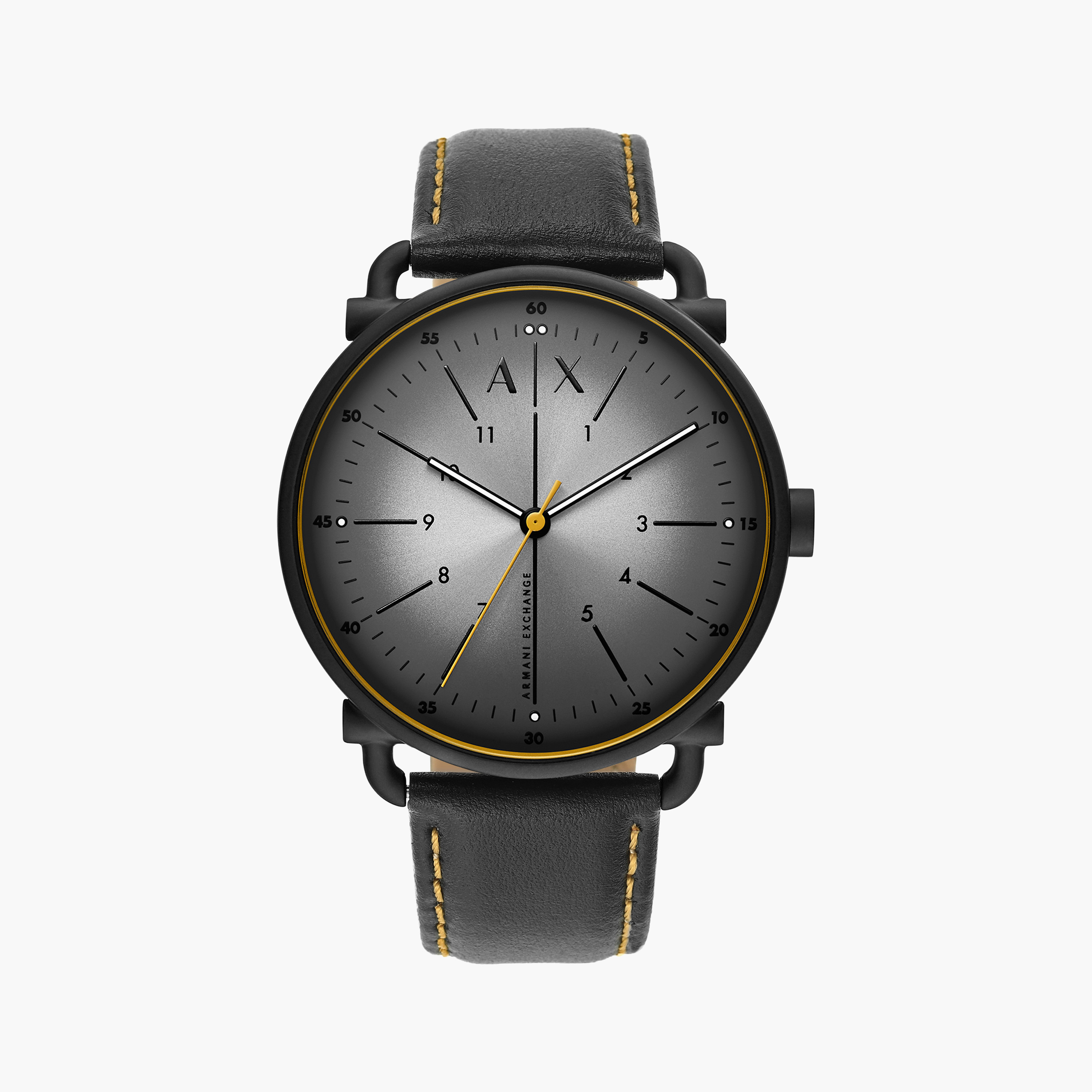 Armani Exchange Men's 44 MM Black Analog Leather Strap Watch | AX2904-men-watchesandjewellery-watches-image-1