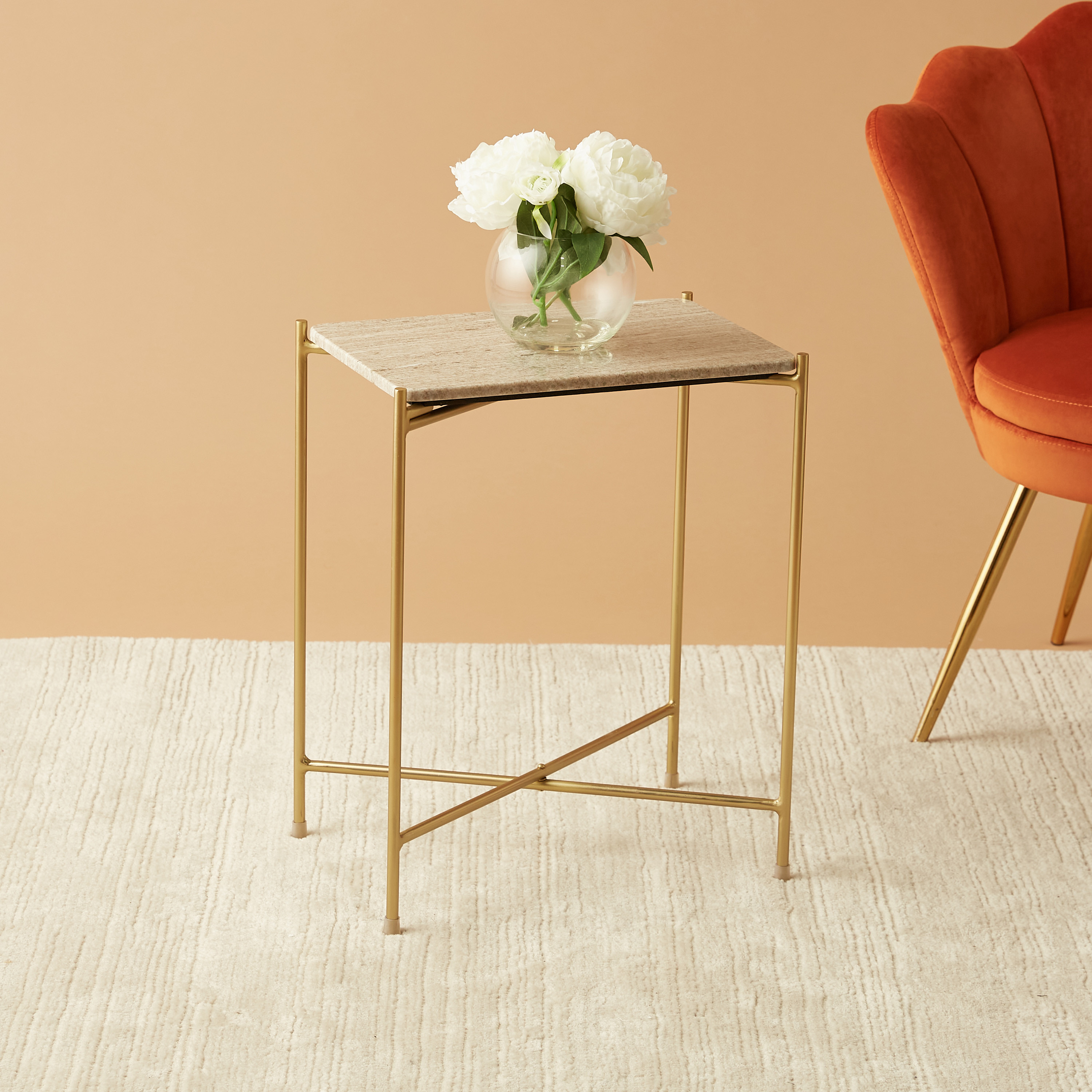 Foldable Marble Top Side Table - 42x28x54 cms-furniture-livingroom-sideandendtables-image-1