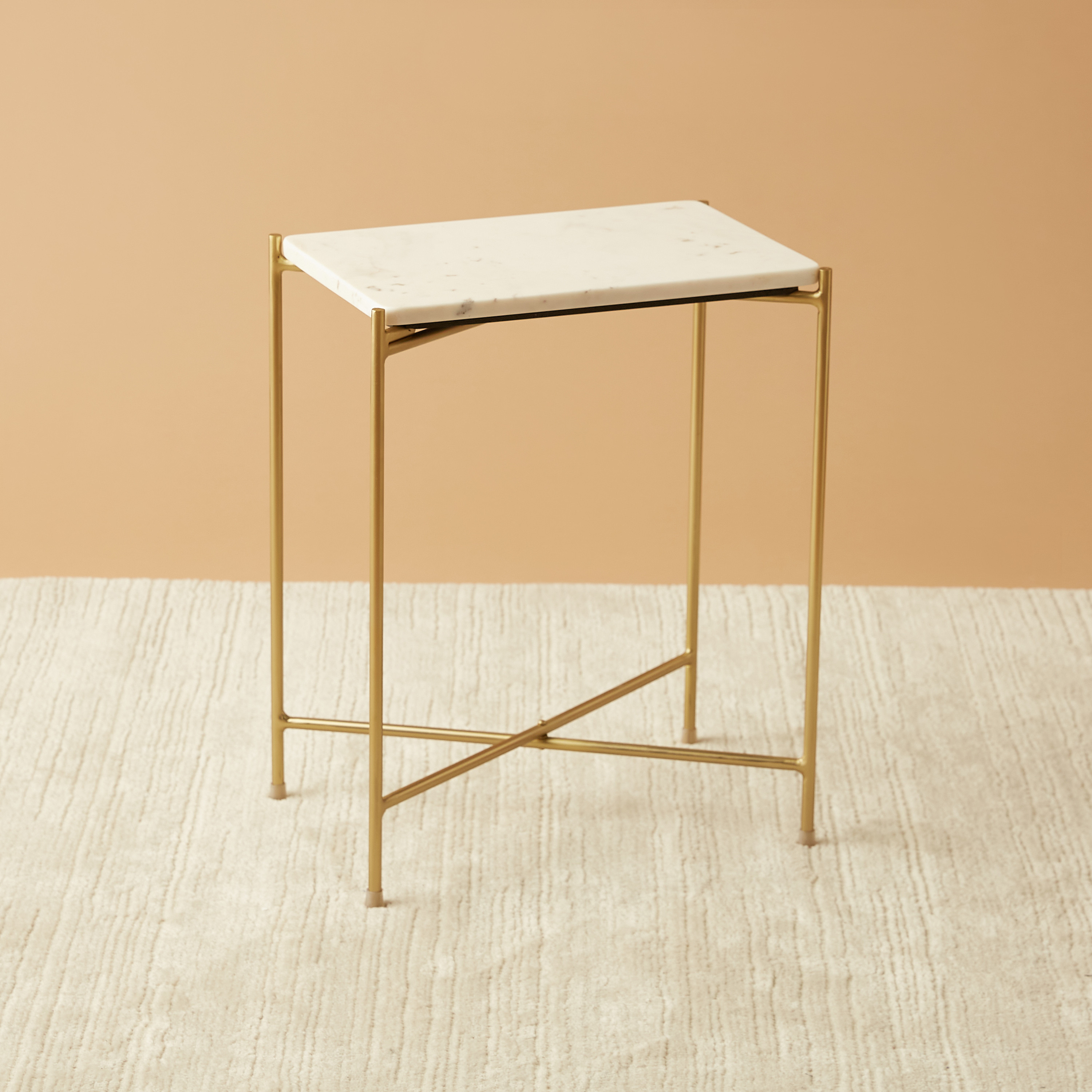 طاولة جانبية بسطح رخام قابلة للطي- 42x28x54 سم-furniture-livingroom-sideandendtables-image-1
