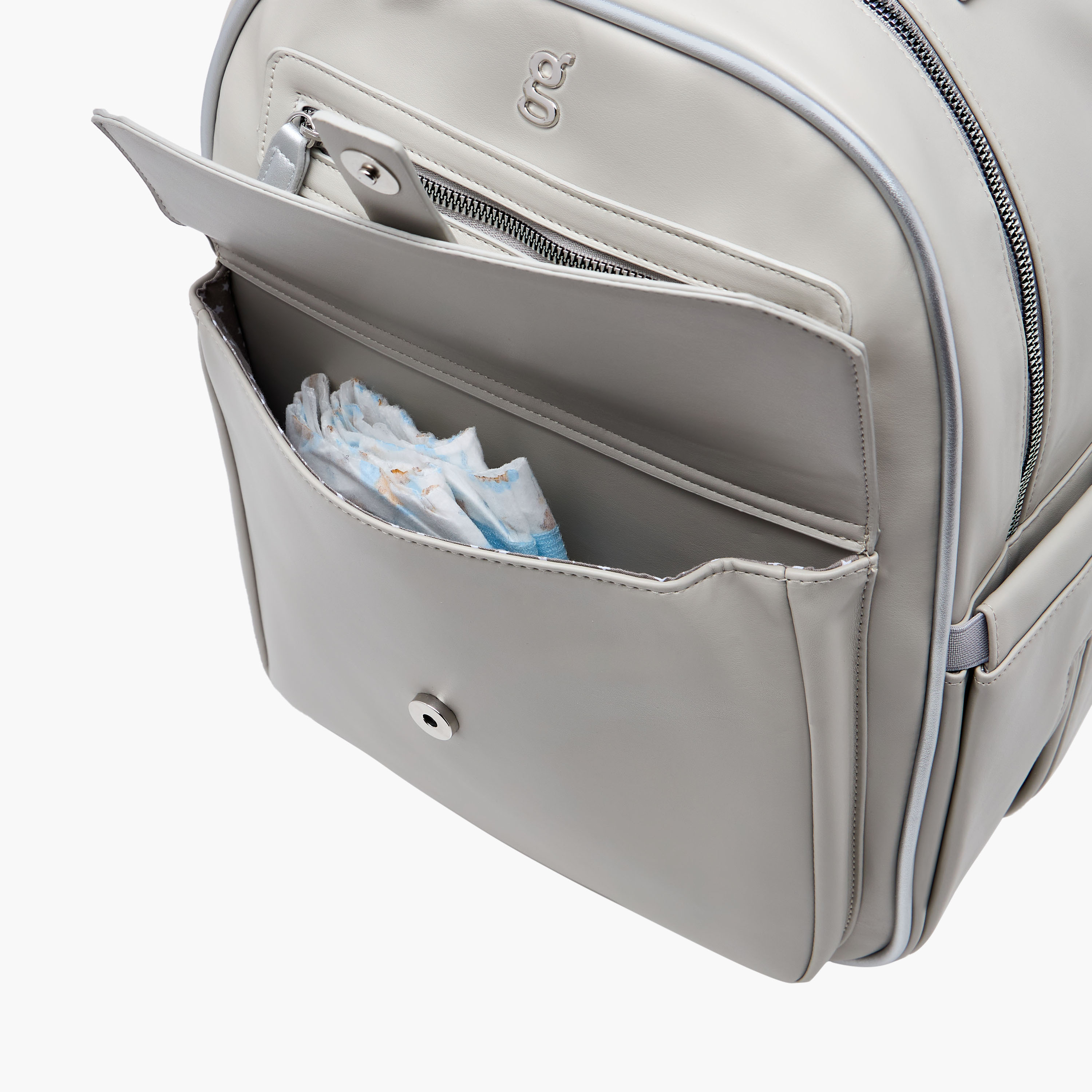 شنطة ظهرحفاضات سادة بسحّاب إغلاق وحمّالات كتف قابلة للتعديل من جيجلز-baby-gear-diaperbags-image-9