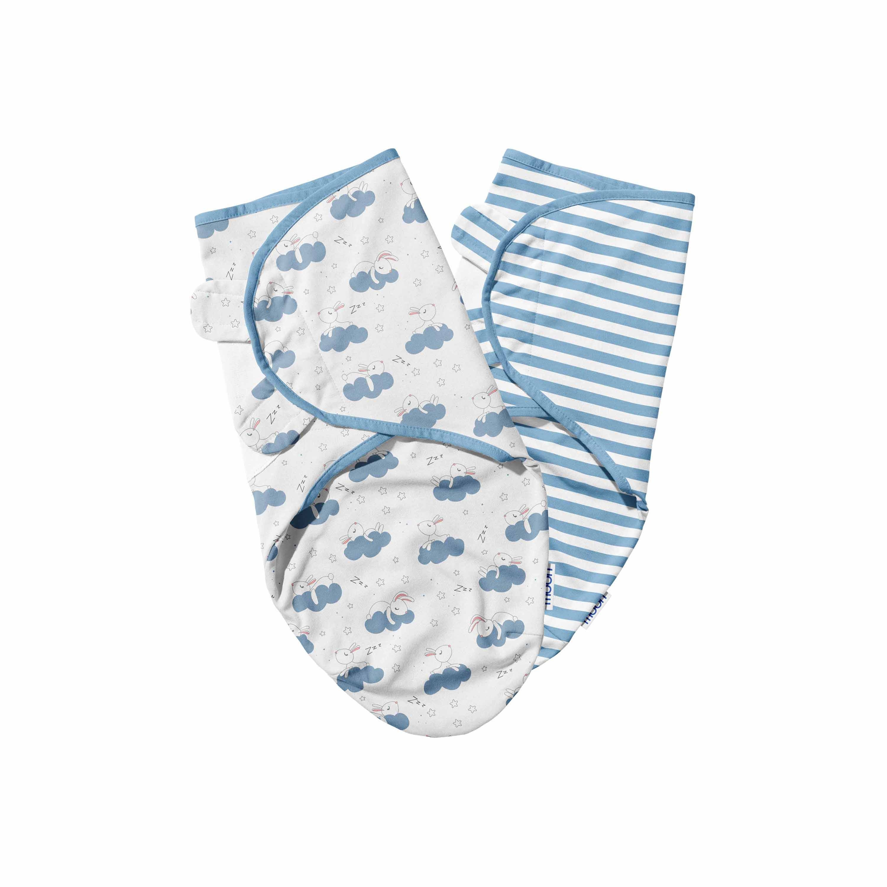 Moon Printed Organic Swaddle Wrap with Hook and Loop Closure - Set of 2-baby-nursery-blanketsandswaddles-swaddlesandsleepingbags-image-1