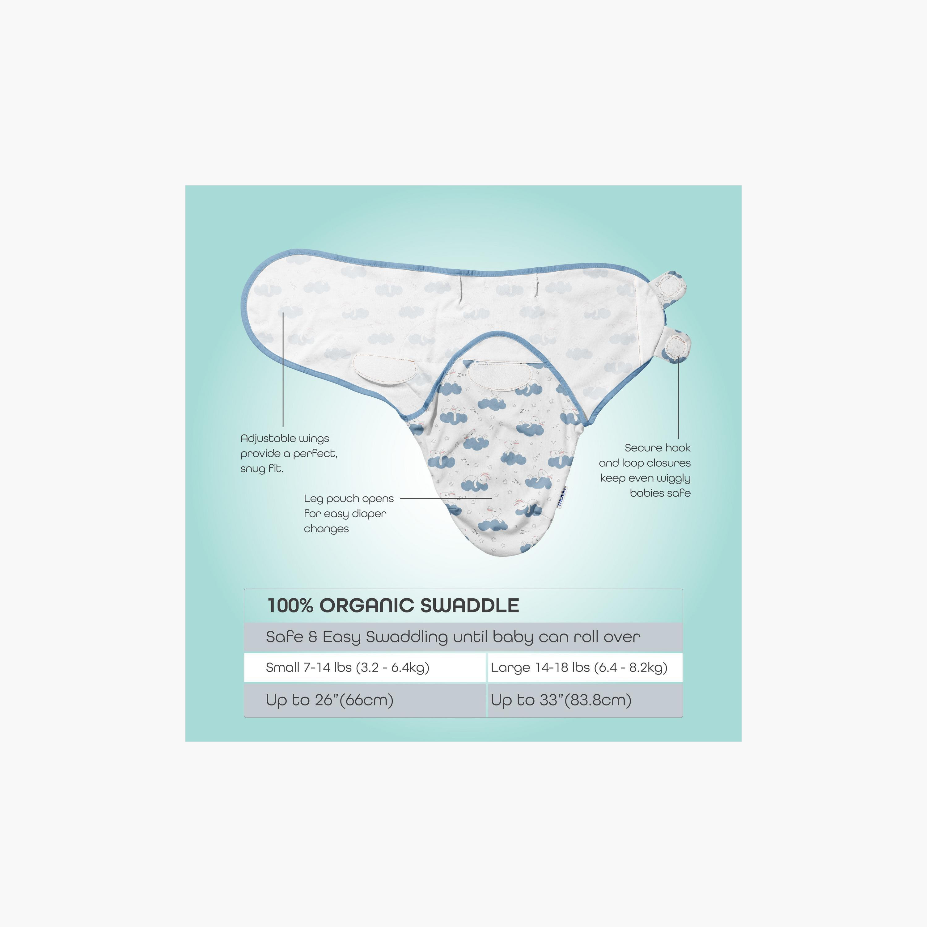 Moon Printed Organic Swaddle Wrap with Hook and Loop Closure - Set of 2-baby-nursery-blanketsandswaddles-swaddlesandsleepingbags-image-3
