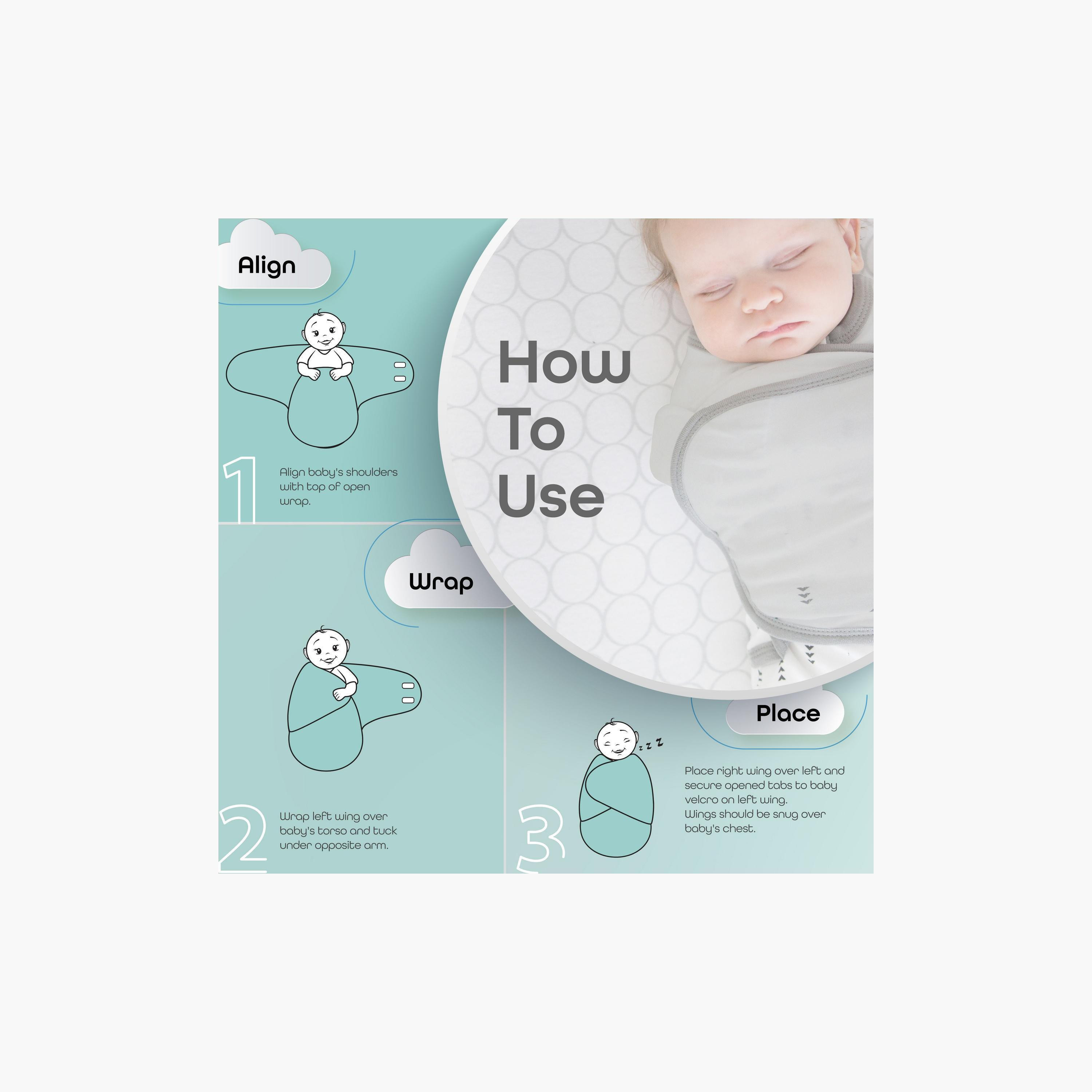 Moon Printed Organic Swaddle Wrap with Hook and Loop Closure - Set of 2-baby-nursery-blanketsandswaddles-swaddlesandsleepingbags-image-4