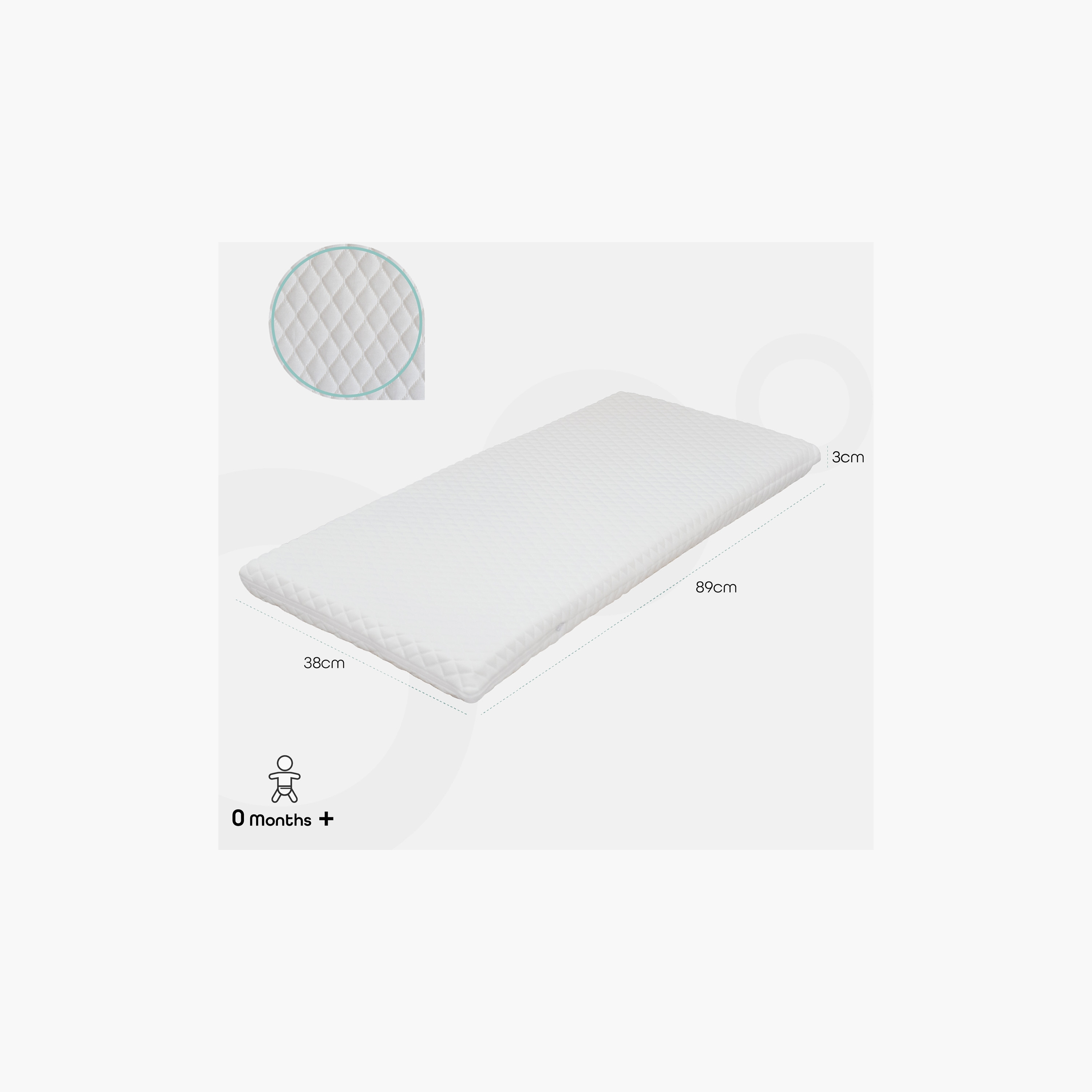 Moon Quilted Crib Mattress - 89x38x3 cms-baby-nursery-mattresses-image-2