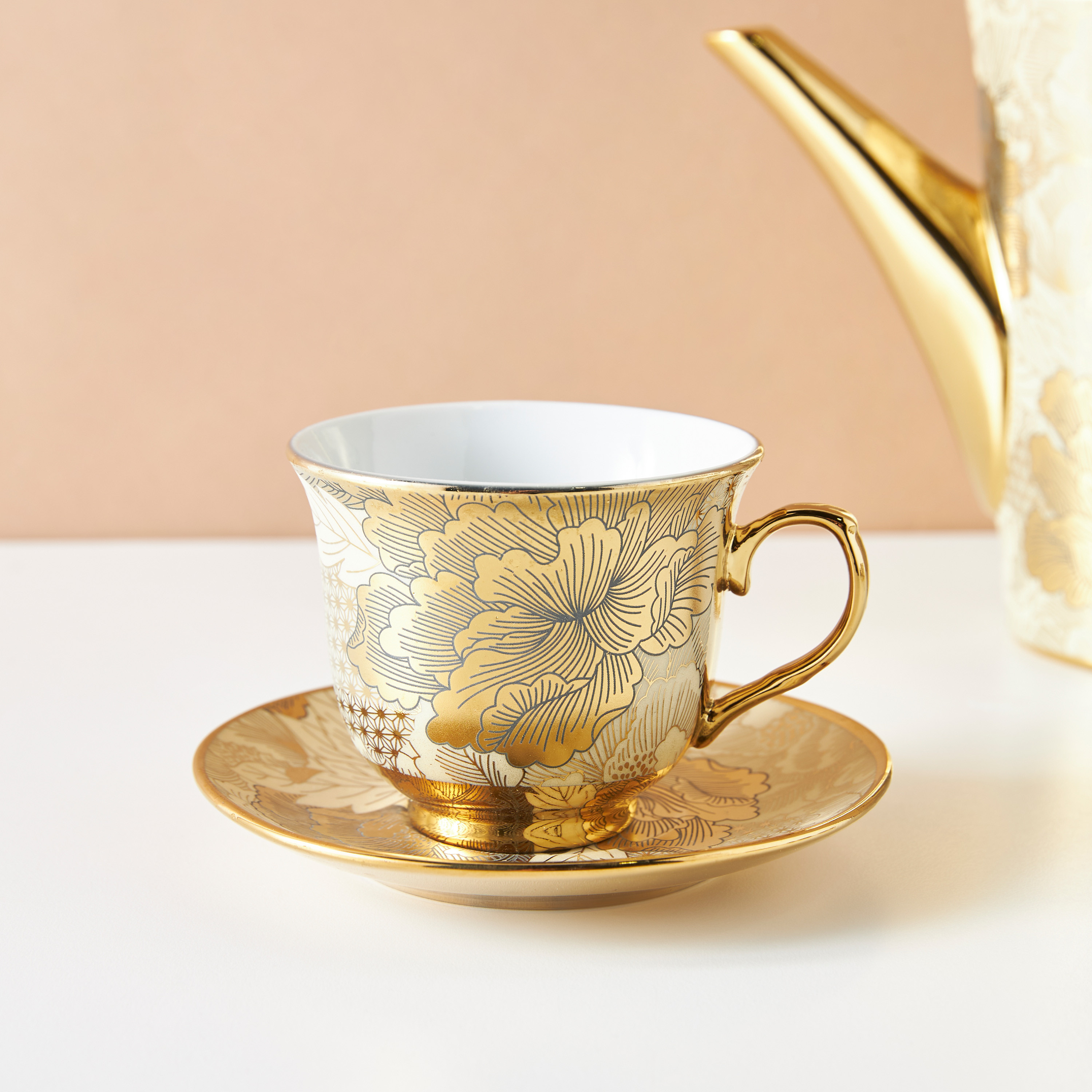 Floral Print 13-Piece Porcelain Cup and Saucer Set with Teapot-household-dining-teaandcoffee-teaandcoffeesets-image-4