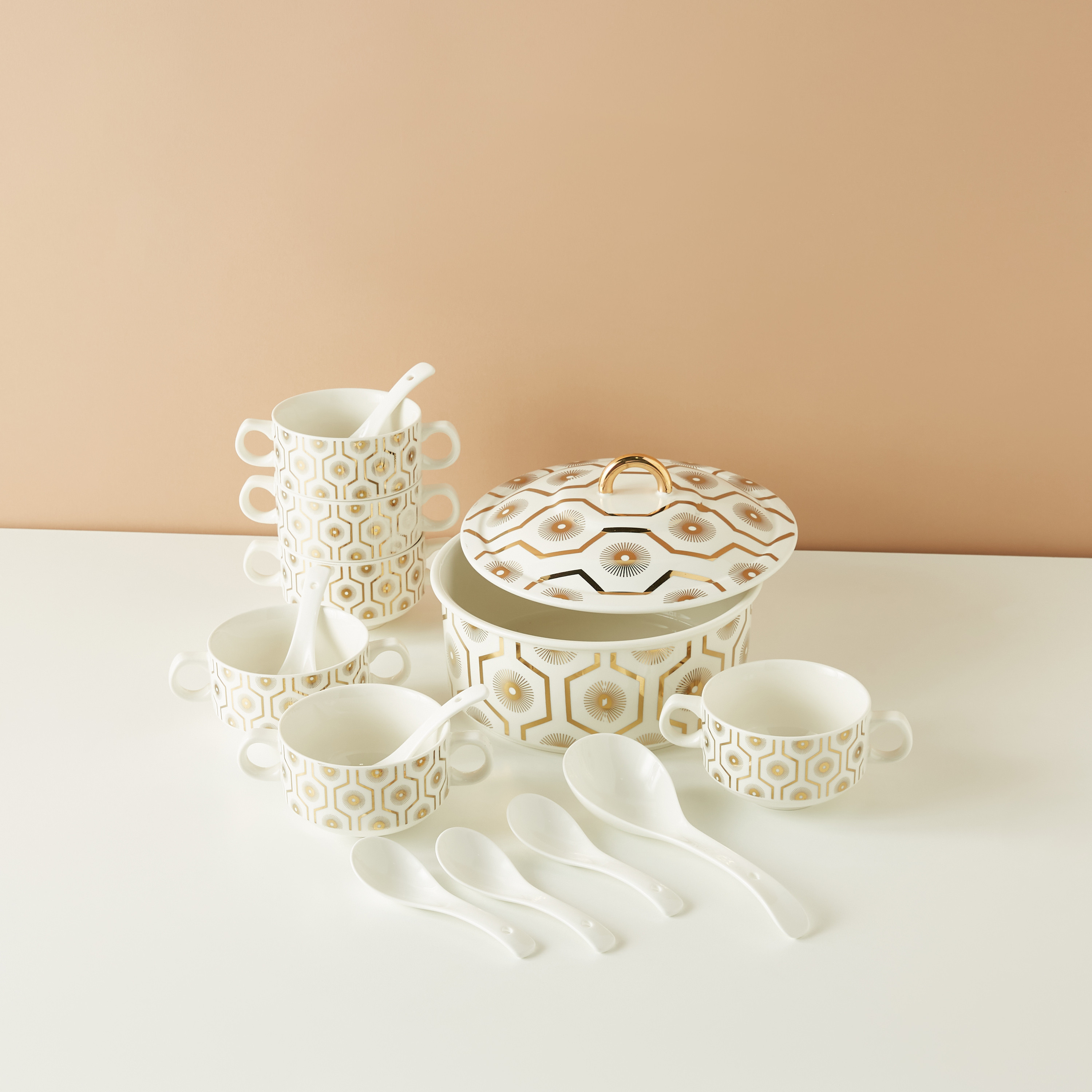 All-Over Printed 15-Piece Ceramic Soup Serving Set with Stand-household-dining-dinnerware-dinnersets-image-5