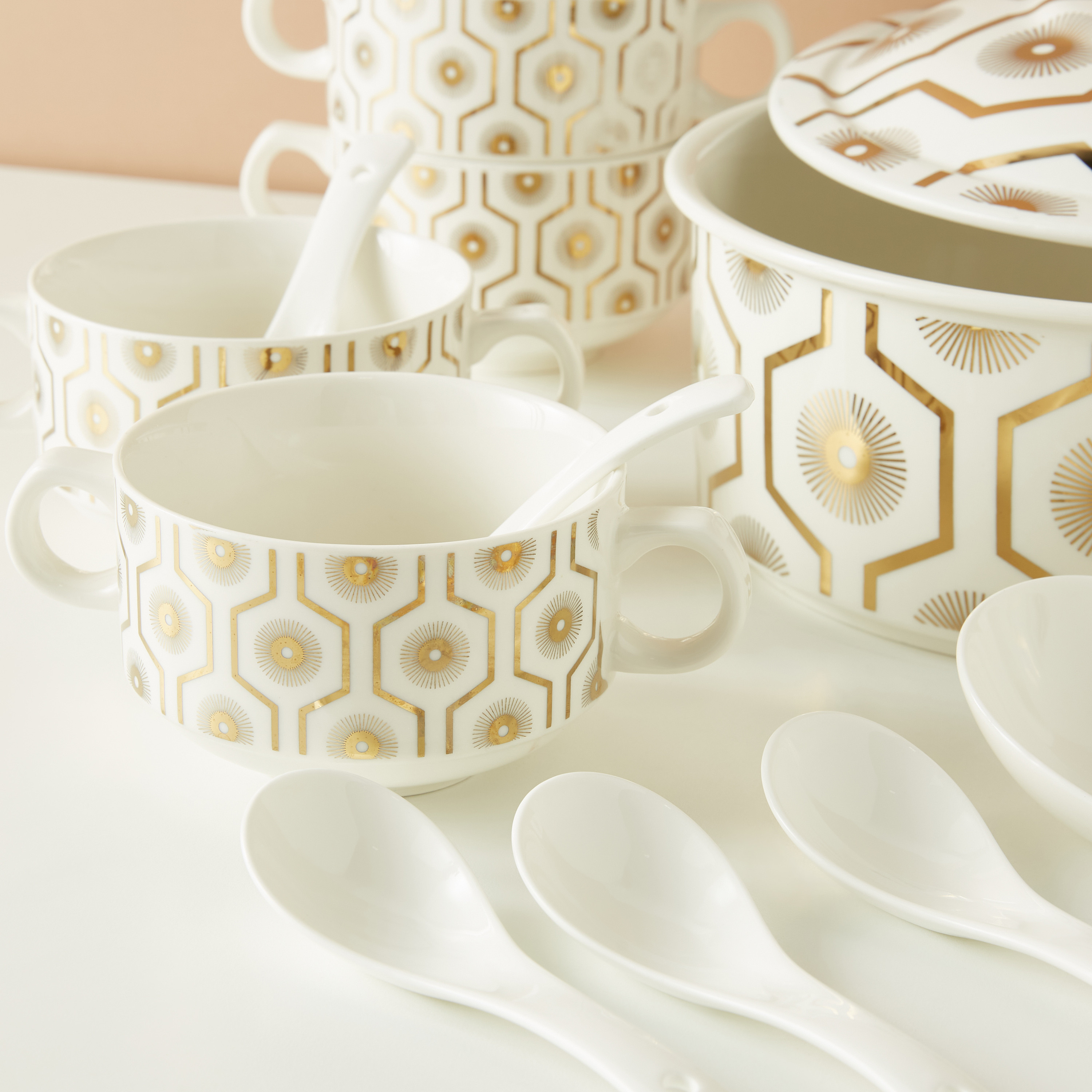 All-Over Printed 15-Piece Ceramic Soup Serving Set with Stand-household-dining-dinnerware-dinnersets-image-6