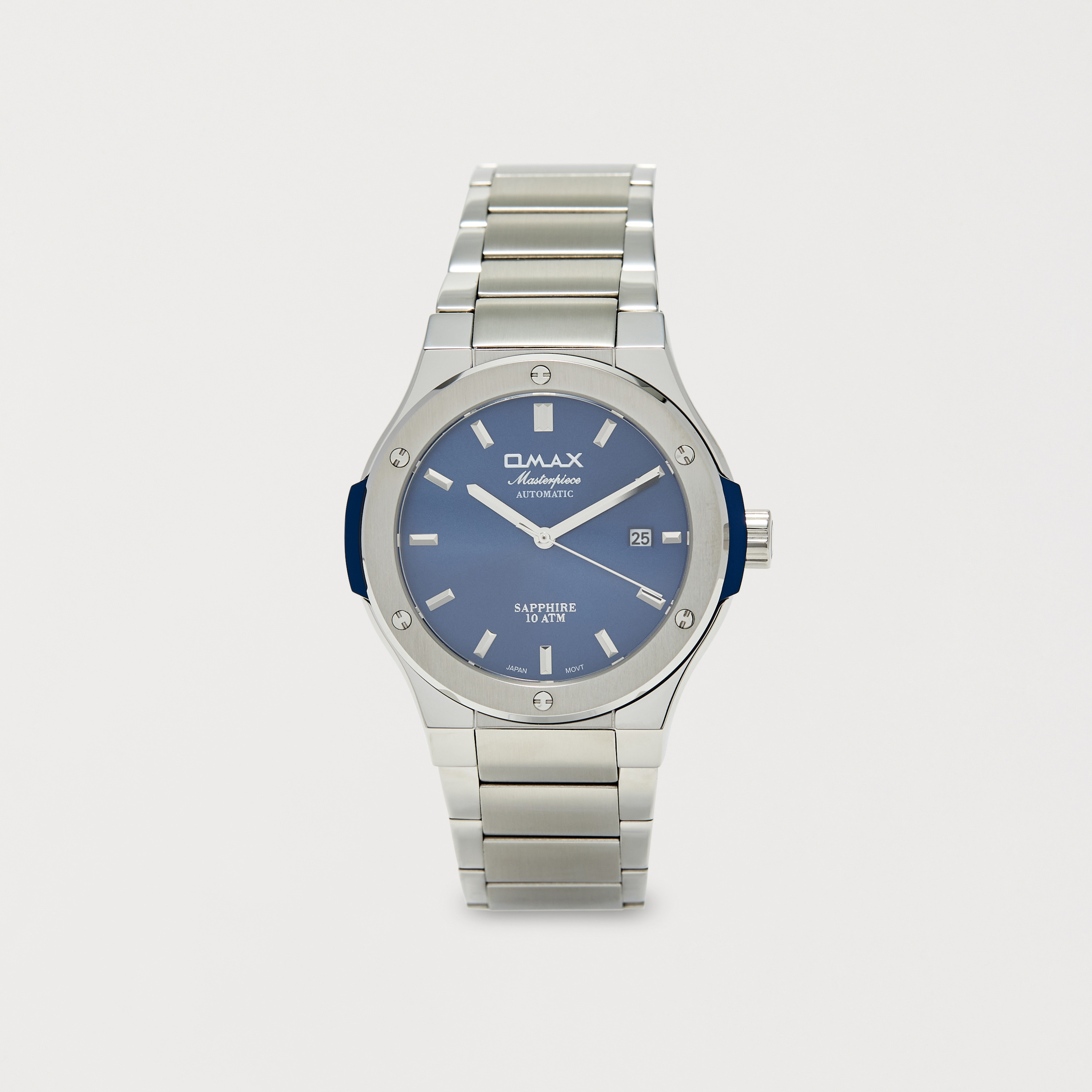 ساعة يد تناظرية فضية أوتوماتيكية بسوار ستانلس ستيل من أوماكس | OAHB001P46S-men-watchesandjewellery-watches-image-1