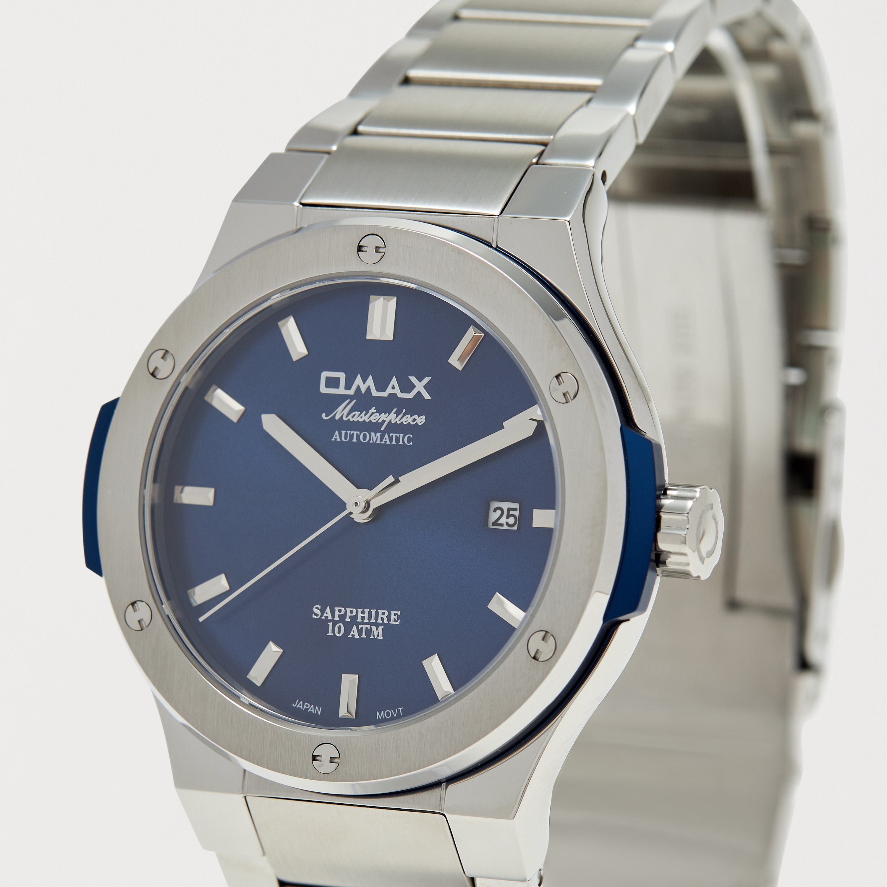 ساعة يد تناظرية فضية أوتوماتيكية بسوار ستانلس ستيل من أوماكس | OAHB001P46S-men-watchesandjewellery-watches-image-2