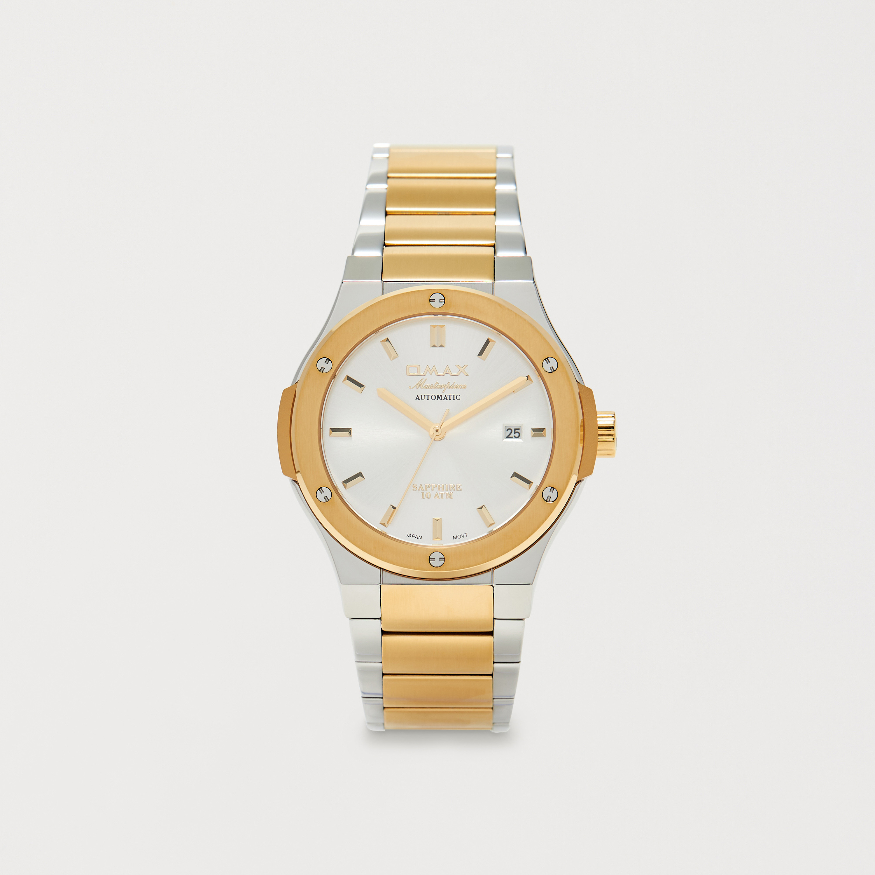 ساعة يد تناظرية فضية أوتوماتيكية بسوار ستانلس ستيل من أوماكس | OAHB001T6TI-men-watchesandjewellery-watches-image-1