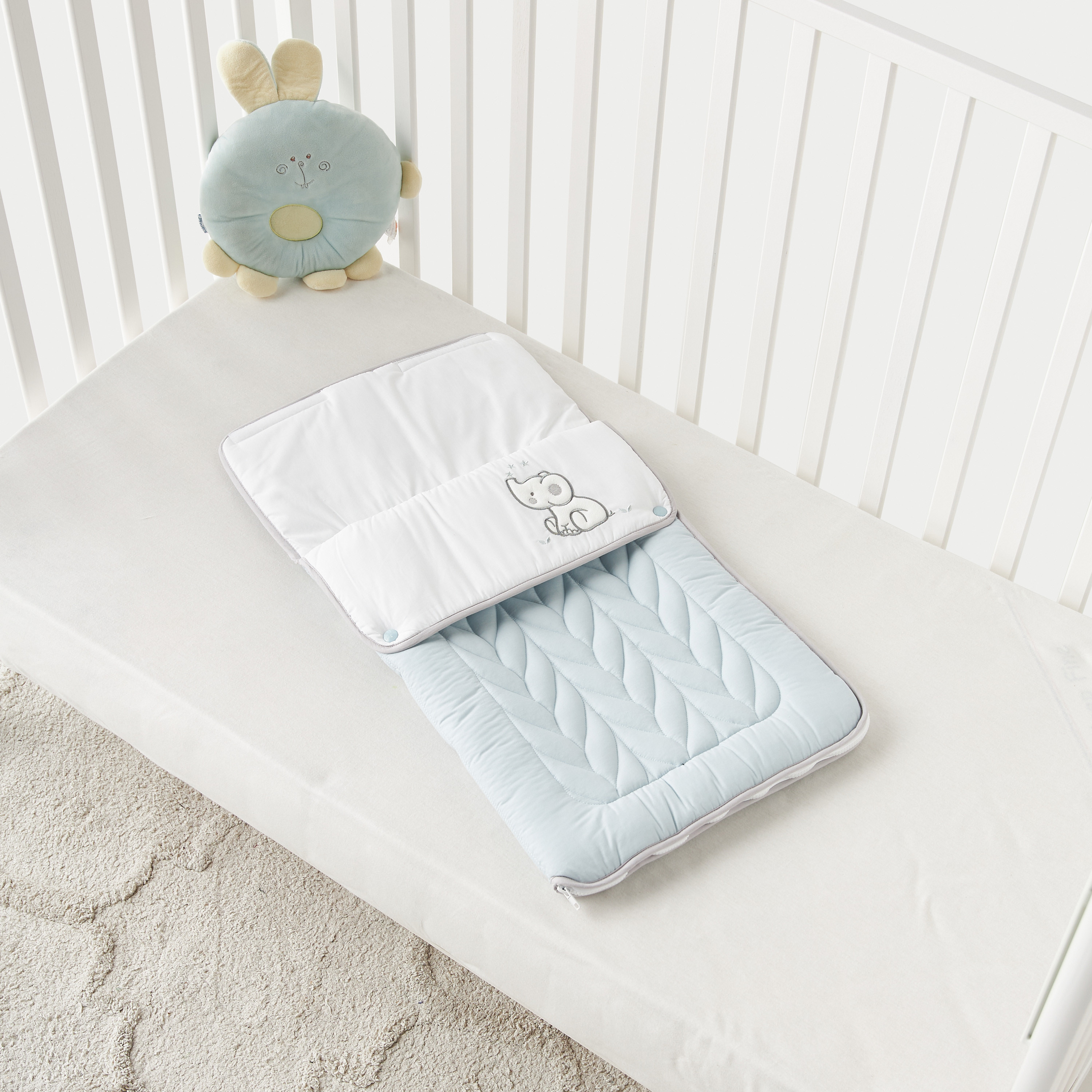 Funnababy Elephant Applique Quilted Hooded Nest Bag with Zip Closure-baby-nursery-blanketsandswaddles-swaddlesandsleepingbags-image-1