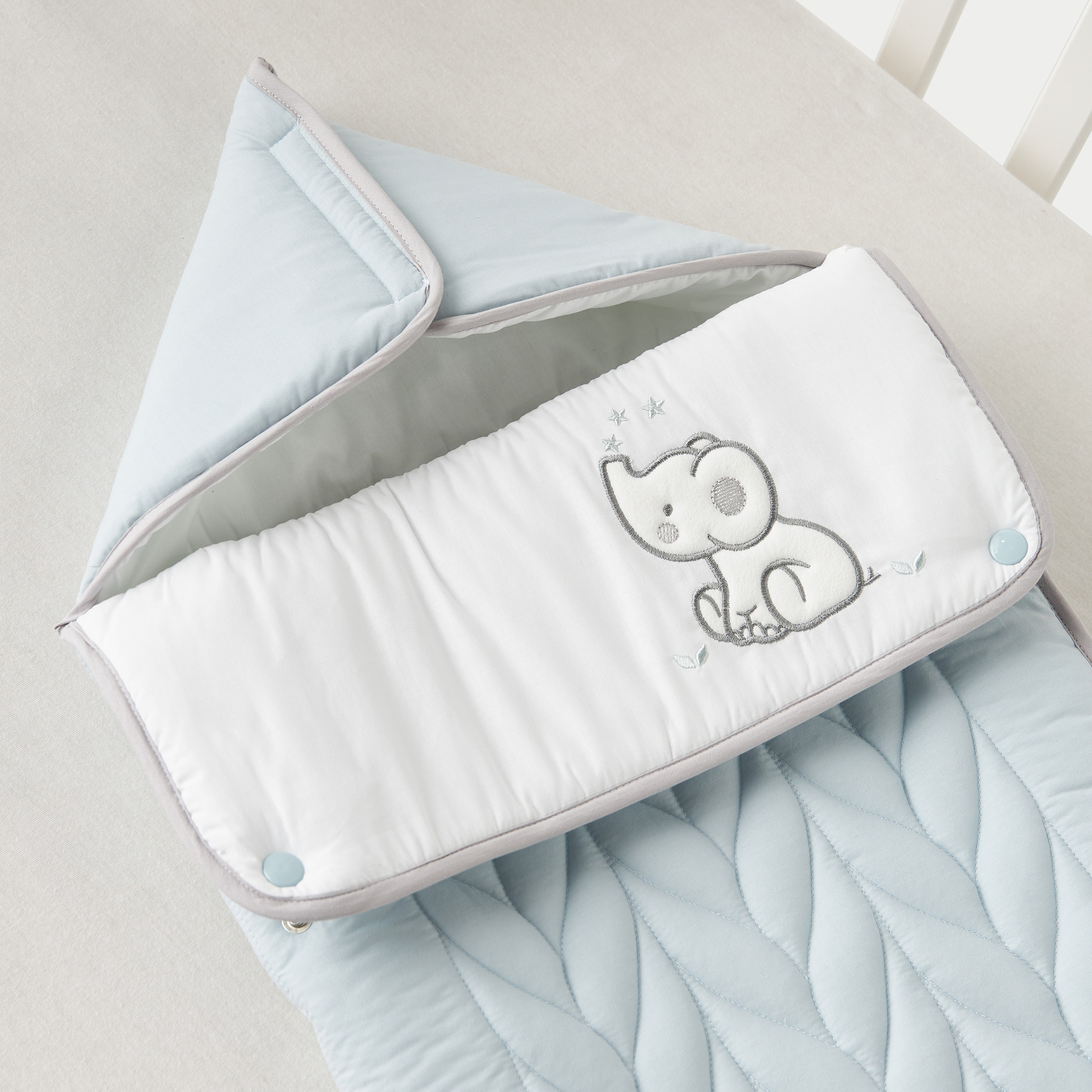 Funnababy Elephant Applique Quilted Hooded Nest Bag with Zip Closure-baby-nursery-blanketsandswaddles-swaddlesandsleepingbags-image-3