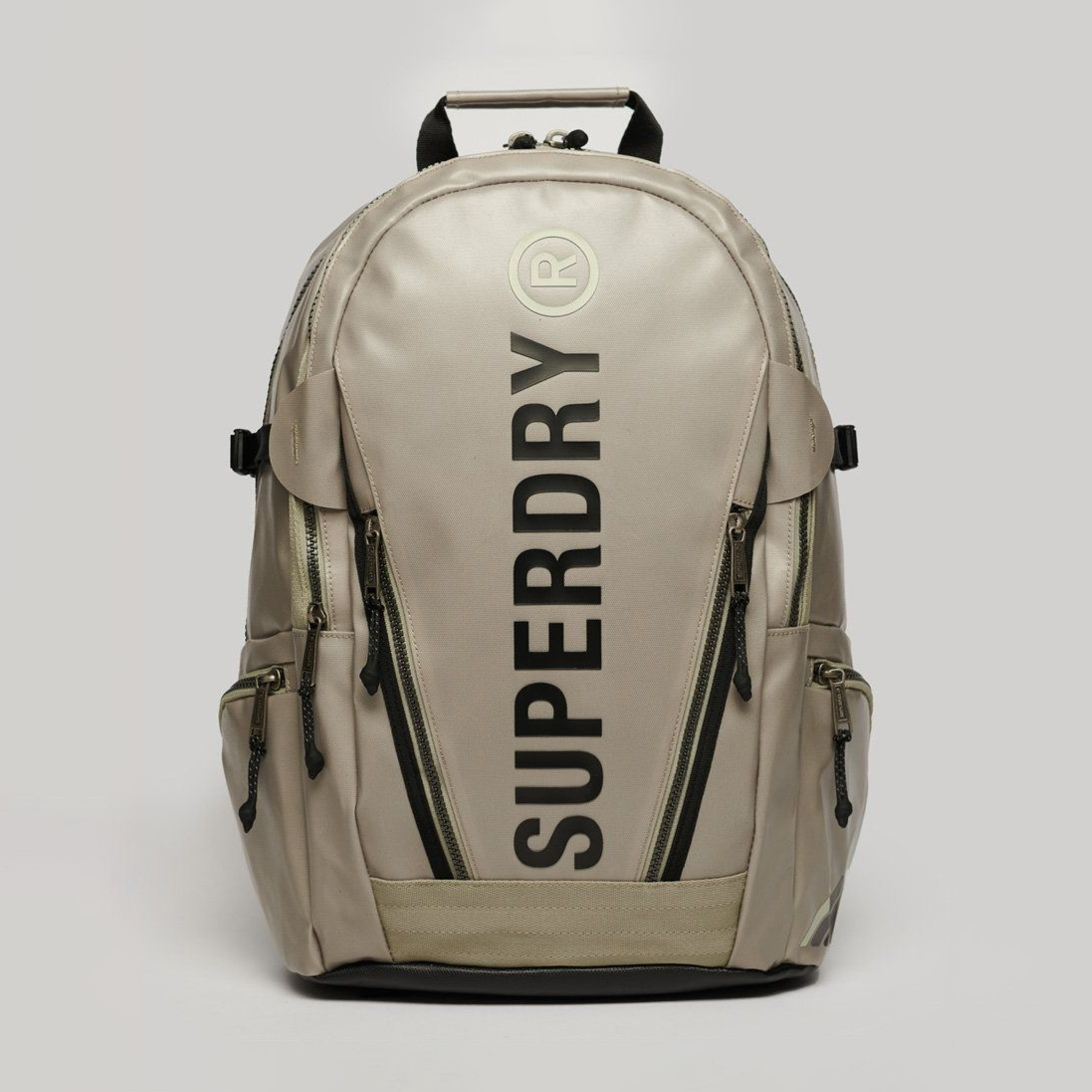 Superdry Logo Backpack with Two Zipped Side Pockets in Beige