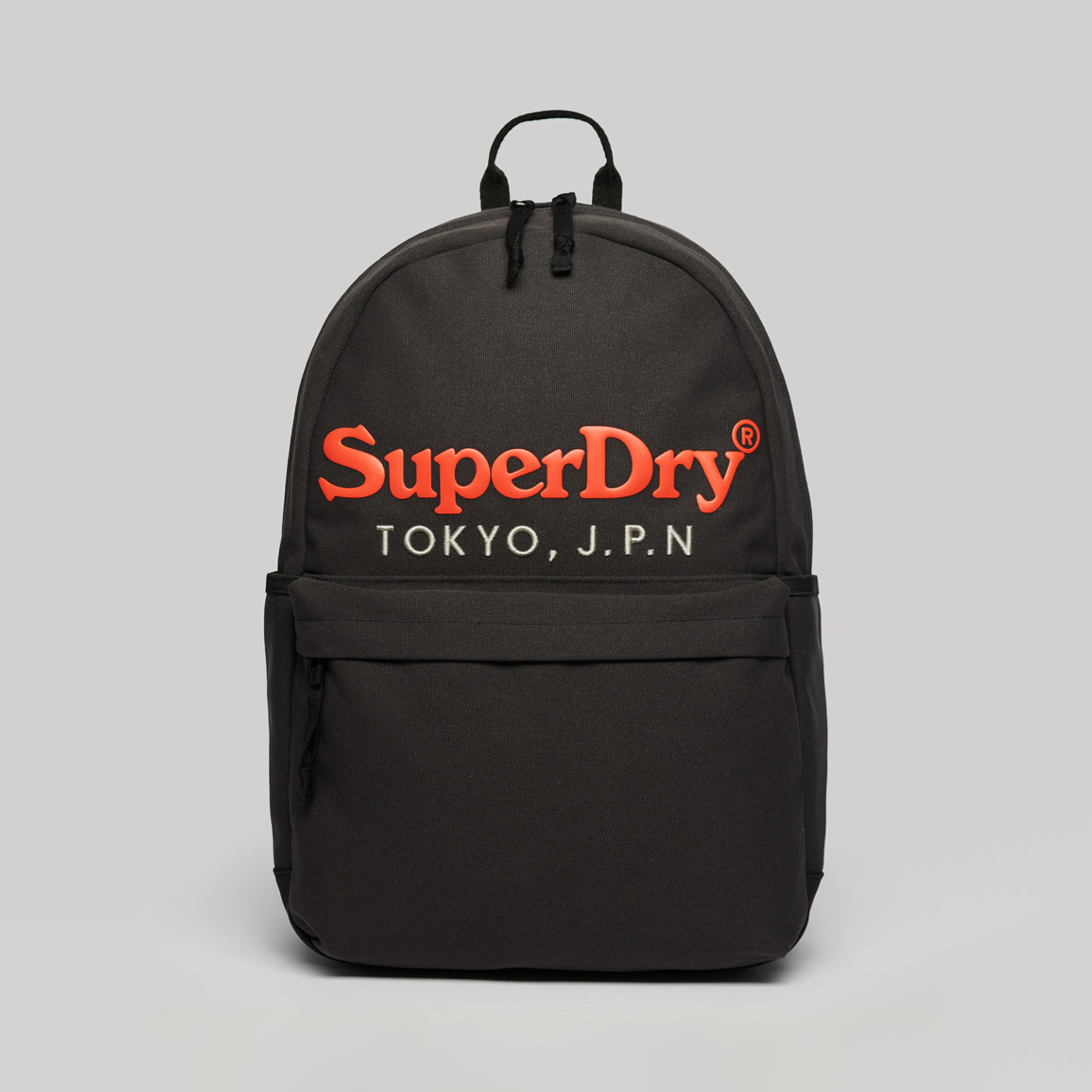 Superdry Logo Backpack with Adjustable Padded Shoulder Straps in Black