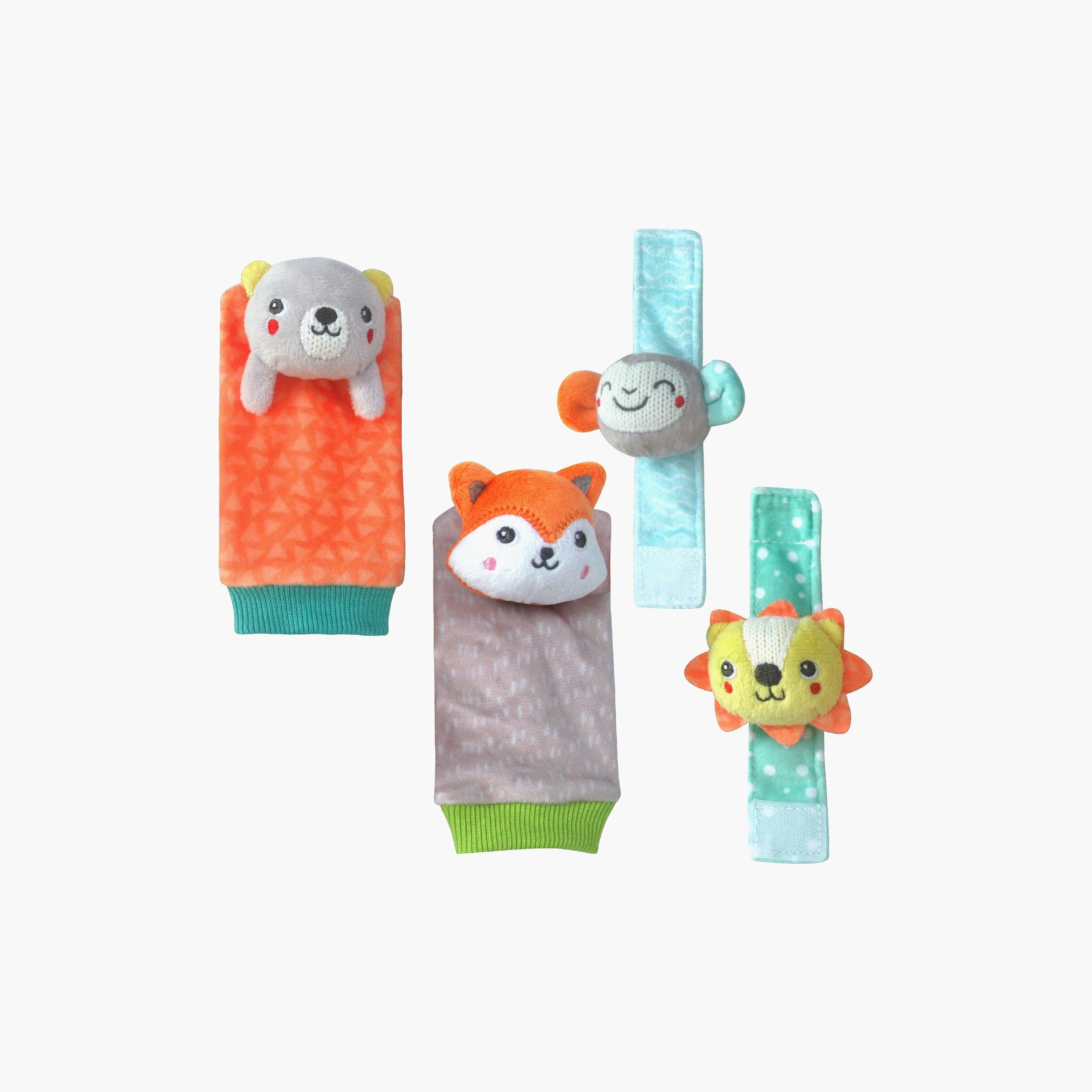 Moon 4-Piece Foot and Wrist Rattle, Multicolor-toys-babyandtoddlertoys-rattlesandteethers-image-1