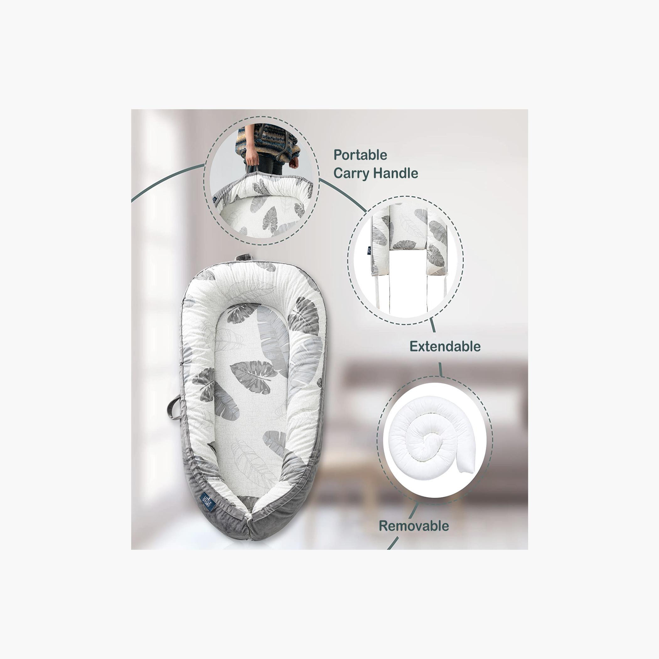 Introducing the Little Story Soft Breathable Newborn Lounger Bed. This innovative baby lounger is crafted with utmost care and attention to detail, ensuring a comfortable and safe environment for your little one.-baby-nursery-babybedding-image-4