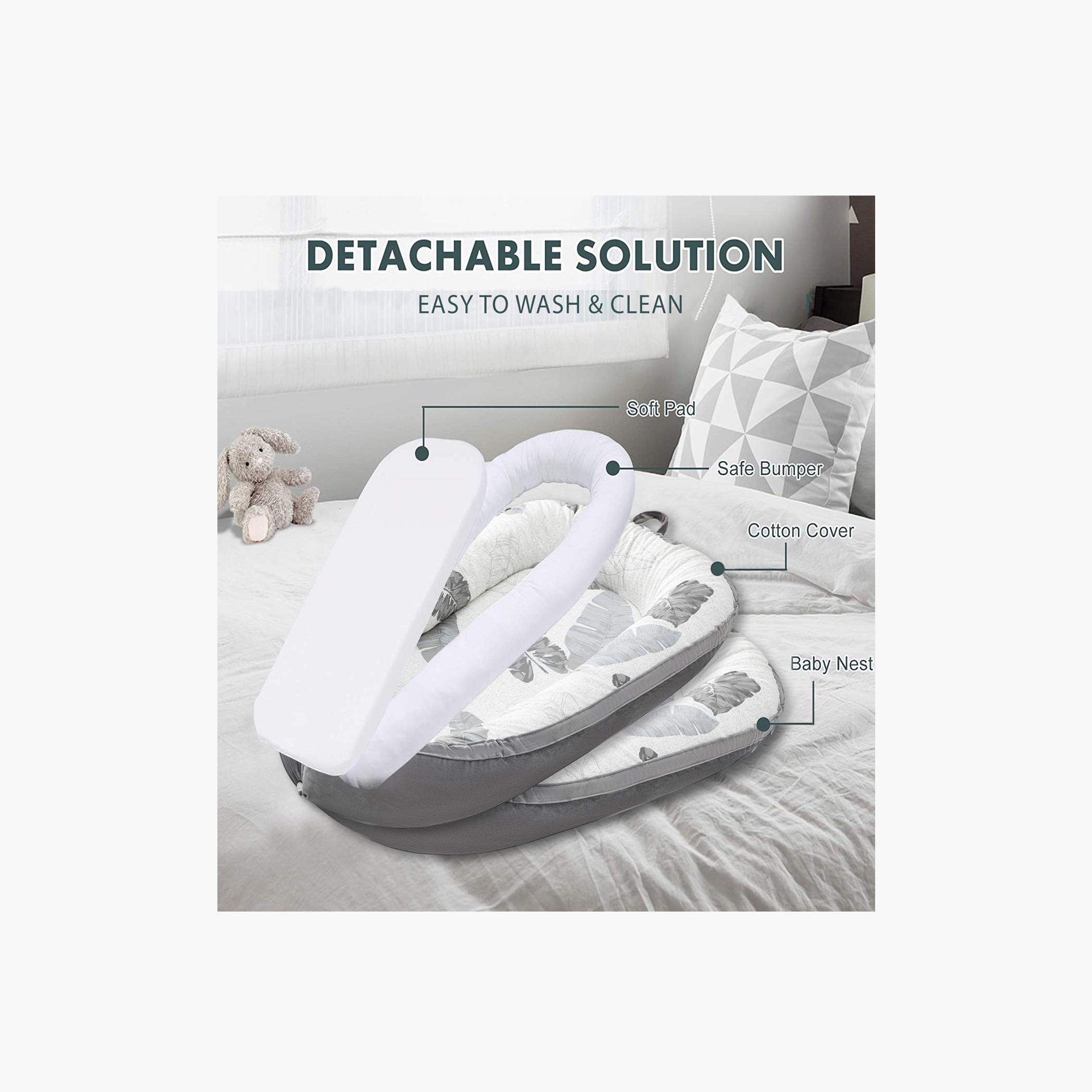 Introducing the Little Story Soft Breathable Newborn Lounger Bed. This innovative baby lounger is crafted with utmost care and attention to detail, ensuring a comfortable and safe environment for your little one.-baby-nursery-babybedding-image-9