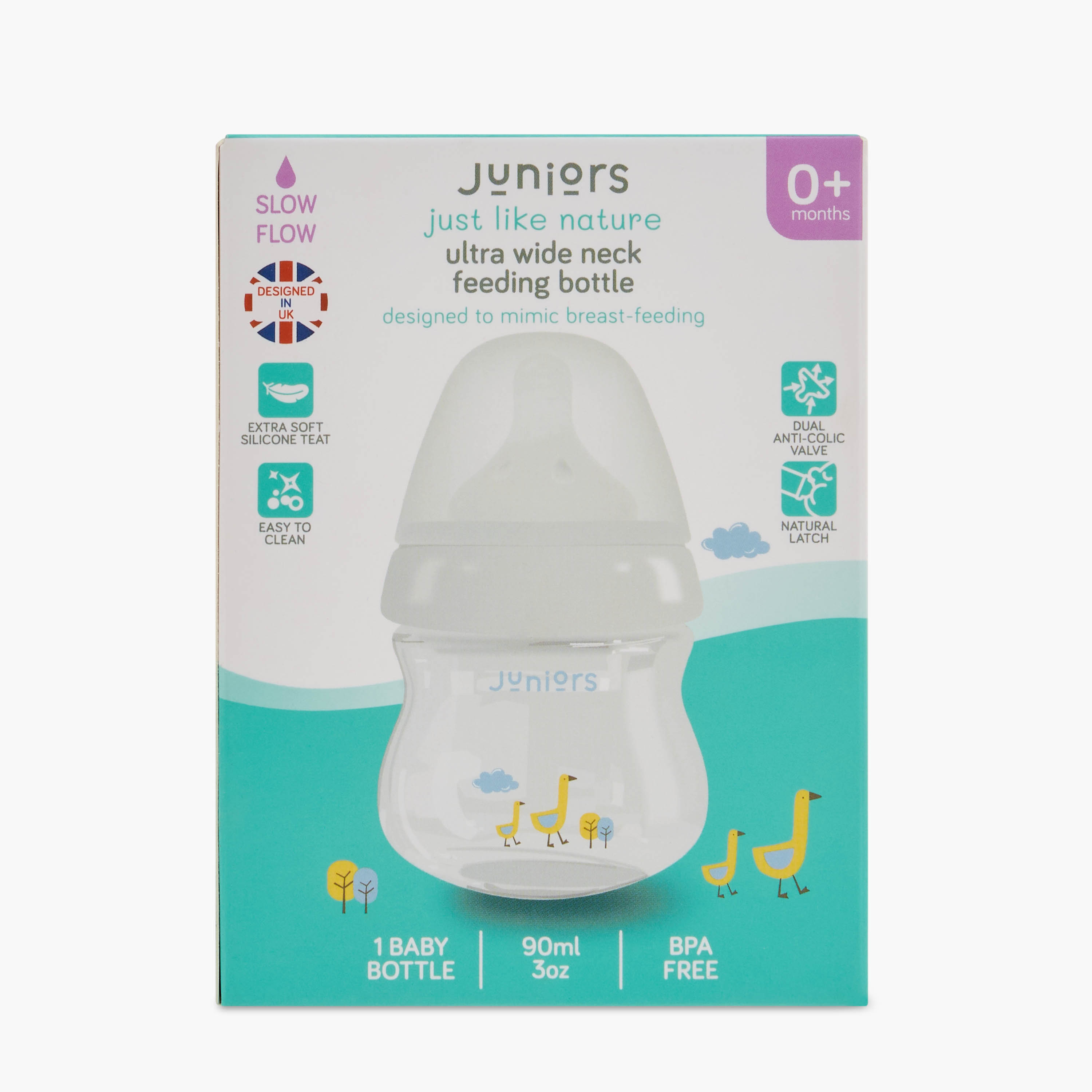 Juniors Just Like Nature 90 ml Feeding Bottle with Anti-Colic Teat - White-baby-feeding-feedingbottles-bottlesandteats-image-14