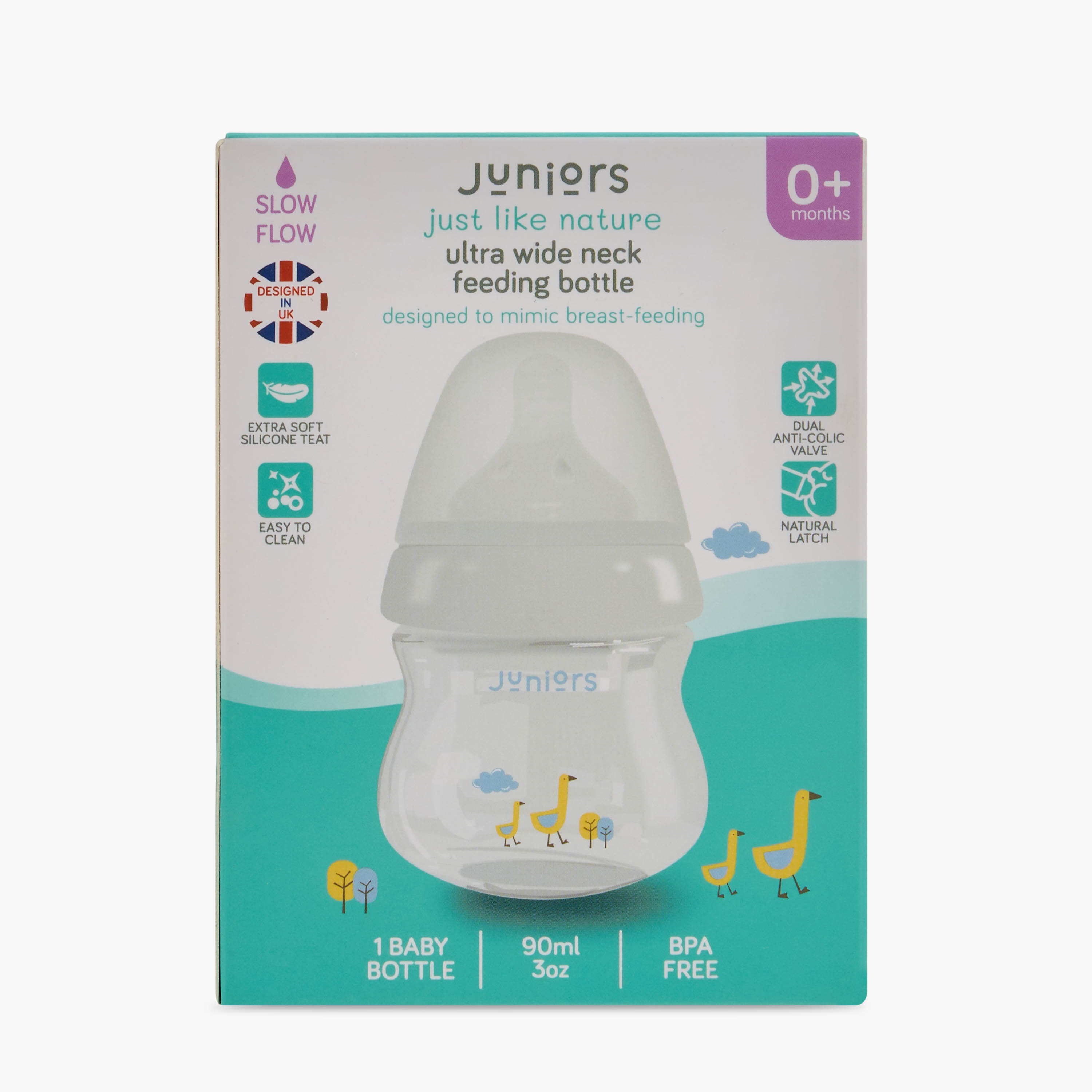 Juniors Just Like Nature 90 ml Feeding Bottle with Anti-Colic Teat - Grey-baby-feeding-feedingbottles-bottlesandteats-image-6
