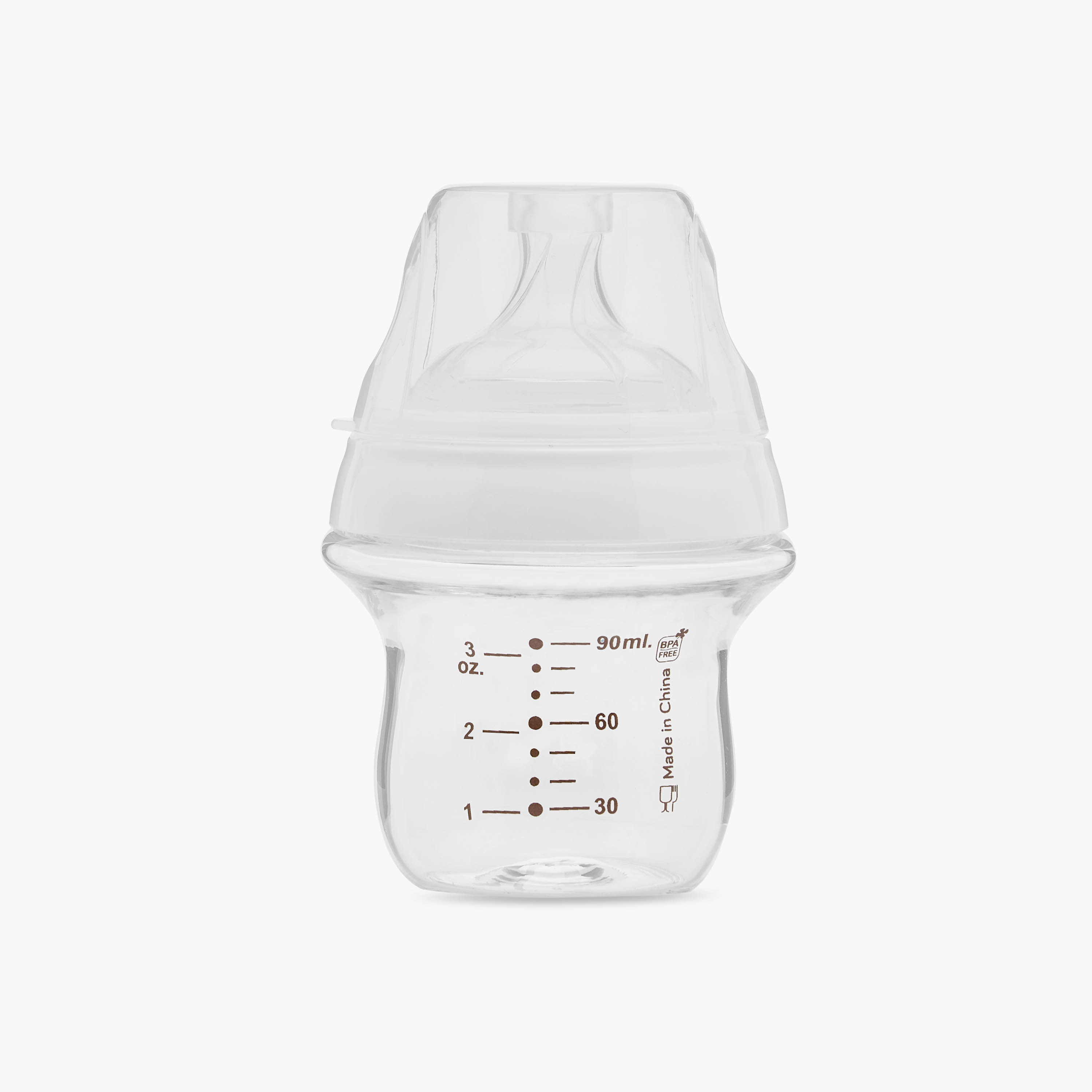 Juniors Just Like Nature 90 ml Glass Feeding Bottle with Anti-Colic Teat - White-baby-feeding-feedingbottles-bottlesandteats-image-2