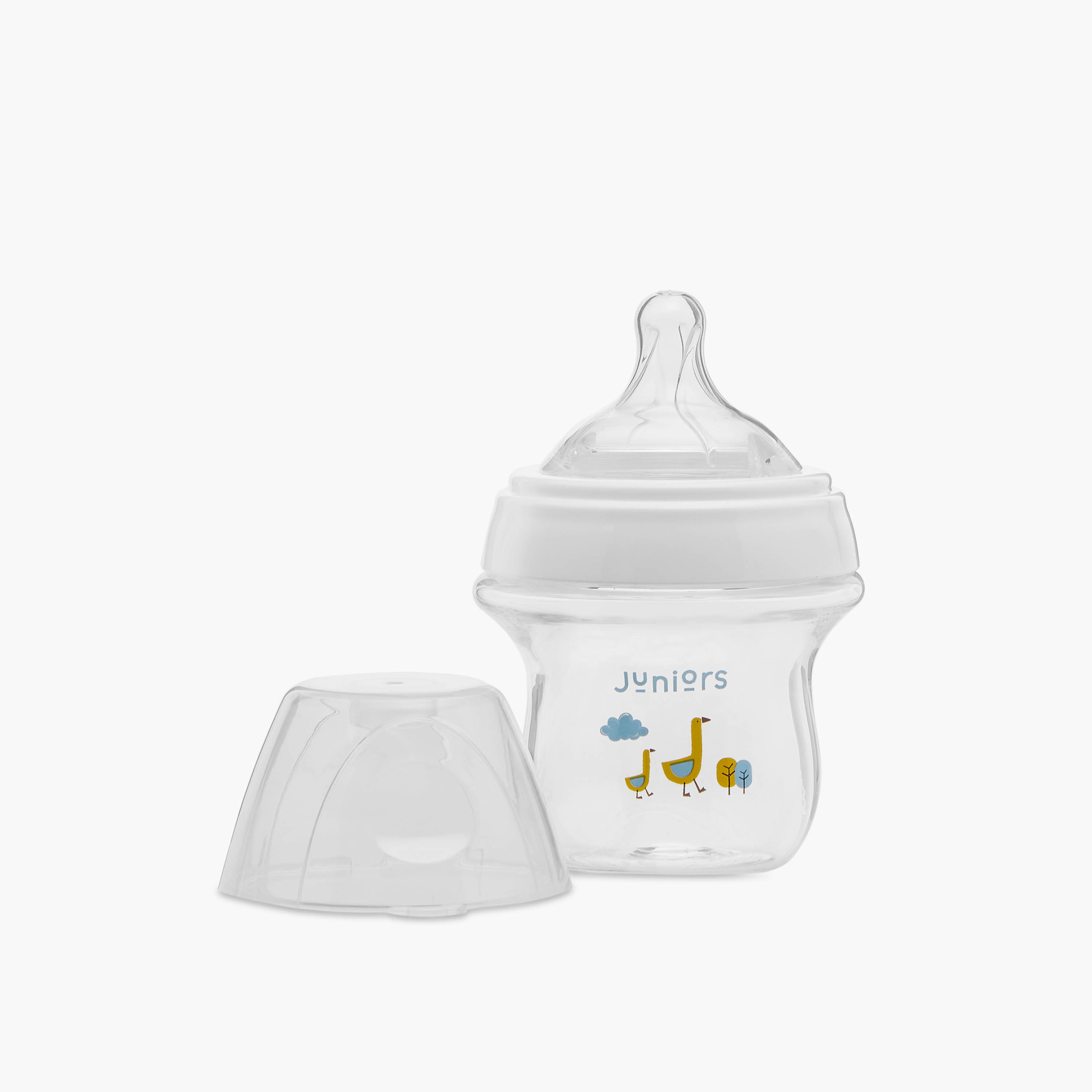 Juniors Just Like Nature 90 ml Glass Feeding Bottle with Anti-Colic Teat - White-baby-feeding-feedingbottles-bottlesandteats-image-3