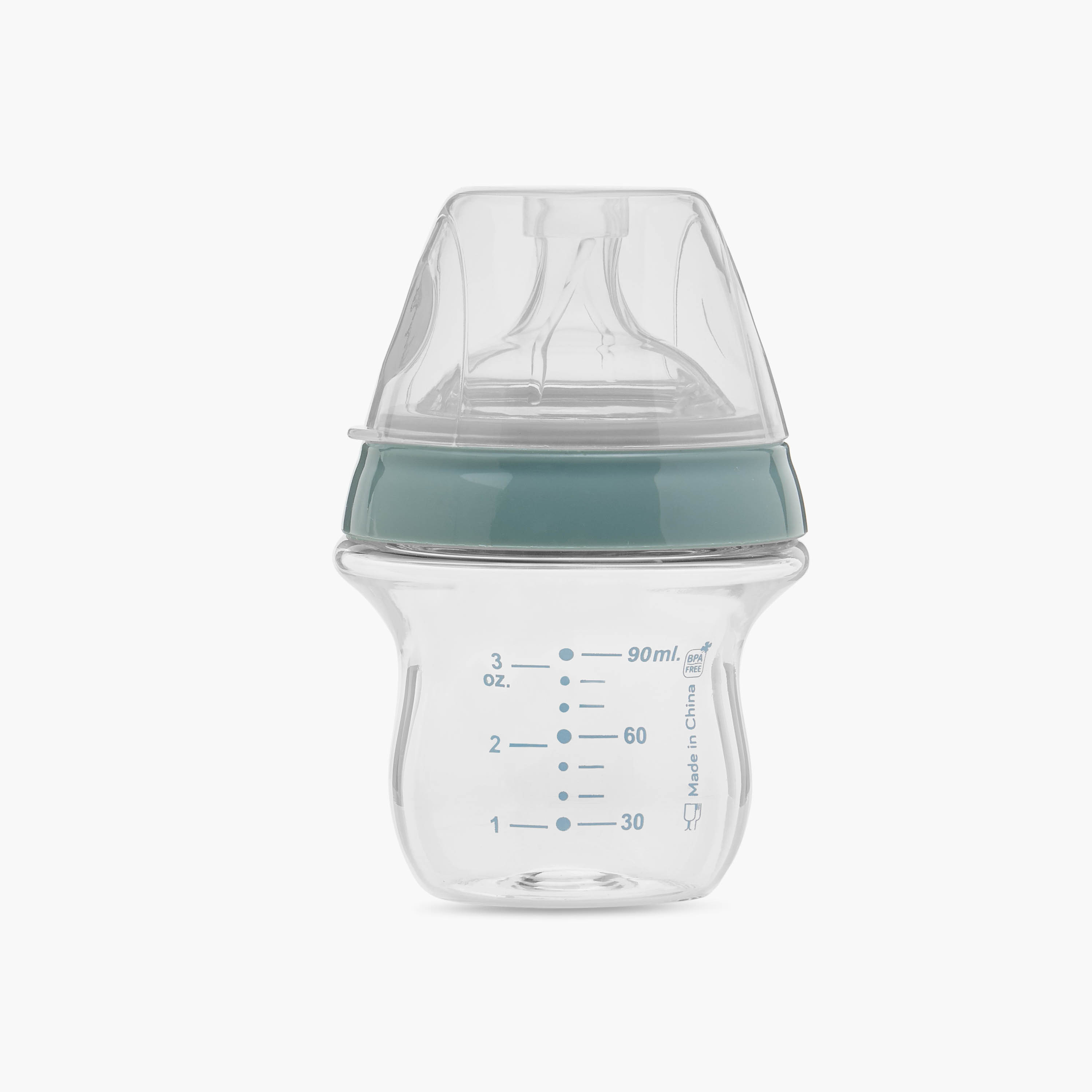 Juniors Just Like Nature 90 ml Glass Feeding Bottle with Anti-Colic Teat - Grey-baby-feeding-feedingbottles-bottlesandteats-image-2