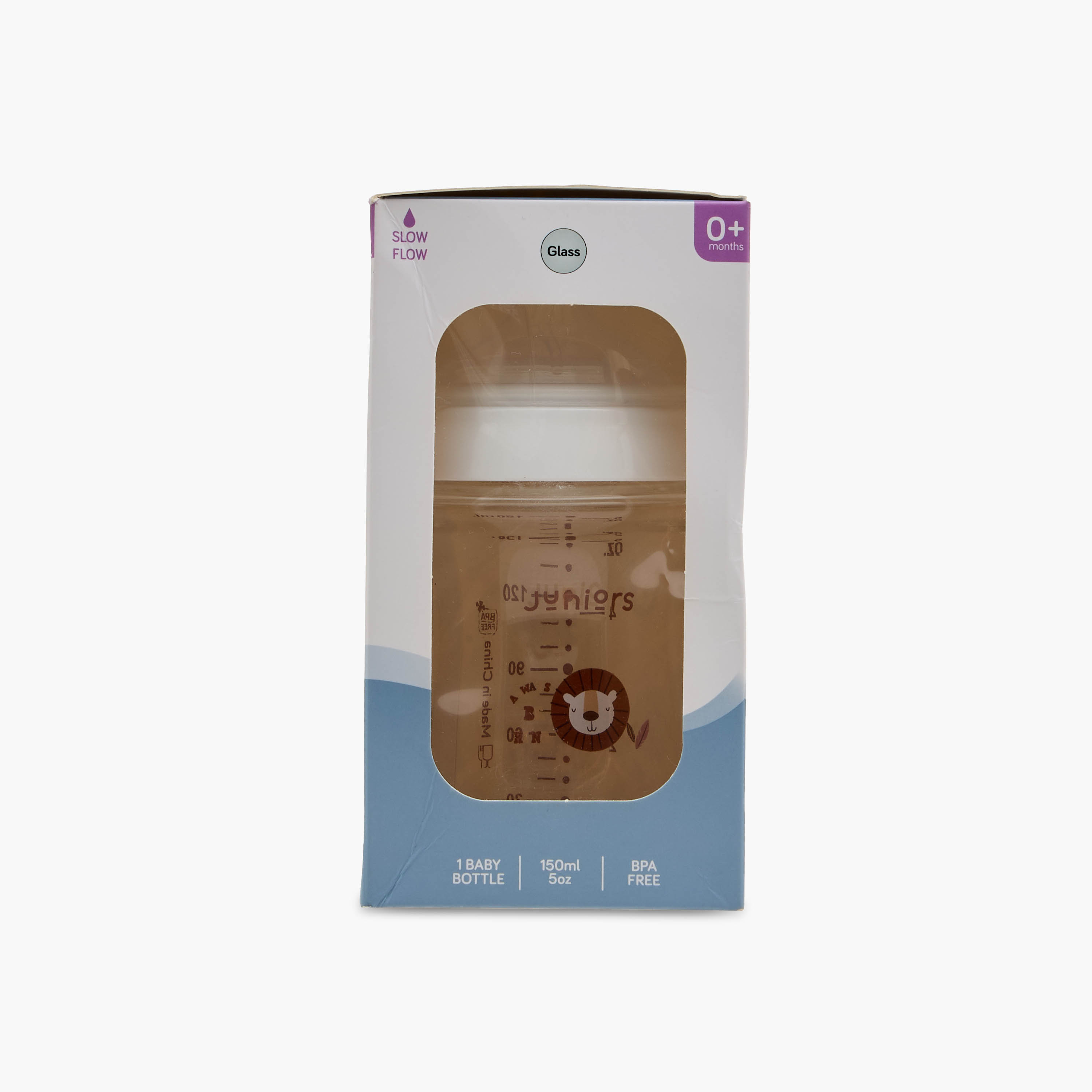 Juniors Just Like Nature 150 ml Glass Feeding Bottle with Anti-Colic Teat - White-baby-feeding-feedingbottles-bottlesandteats-image-11