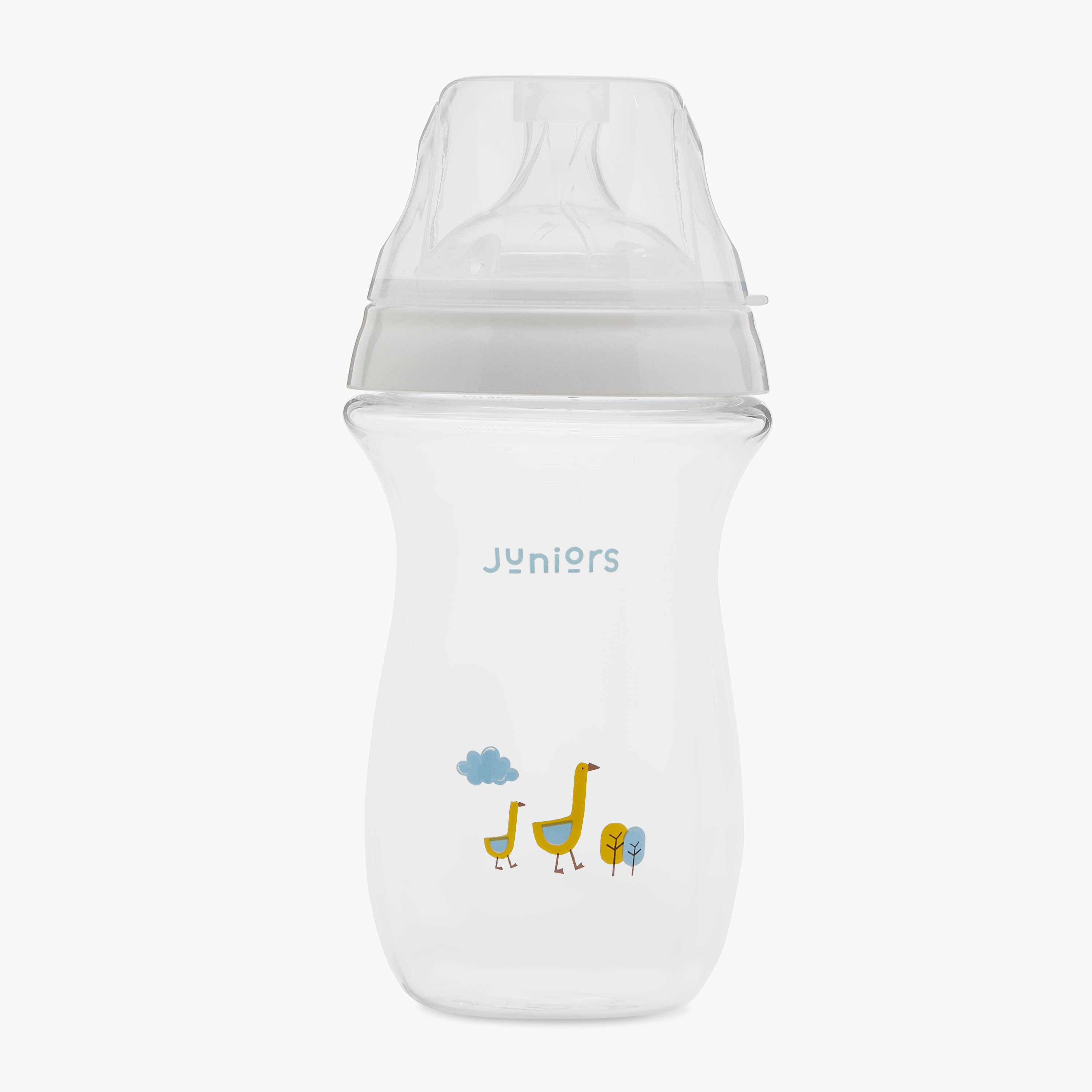 Juniors Just Like Nature 240 ml Glass Feeding Bottle with Anti-Colic Teat - White-baby-feeding-feedingbottles-bottlesandteats-image-1