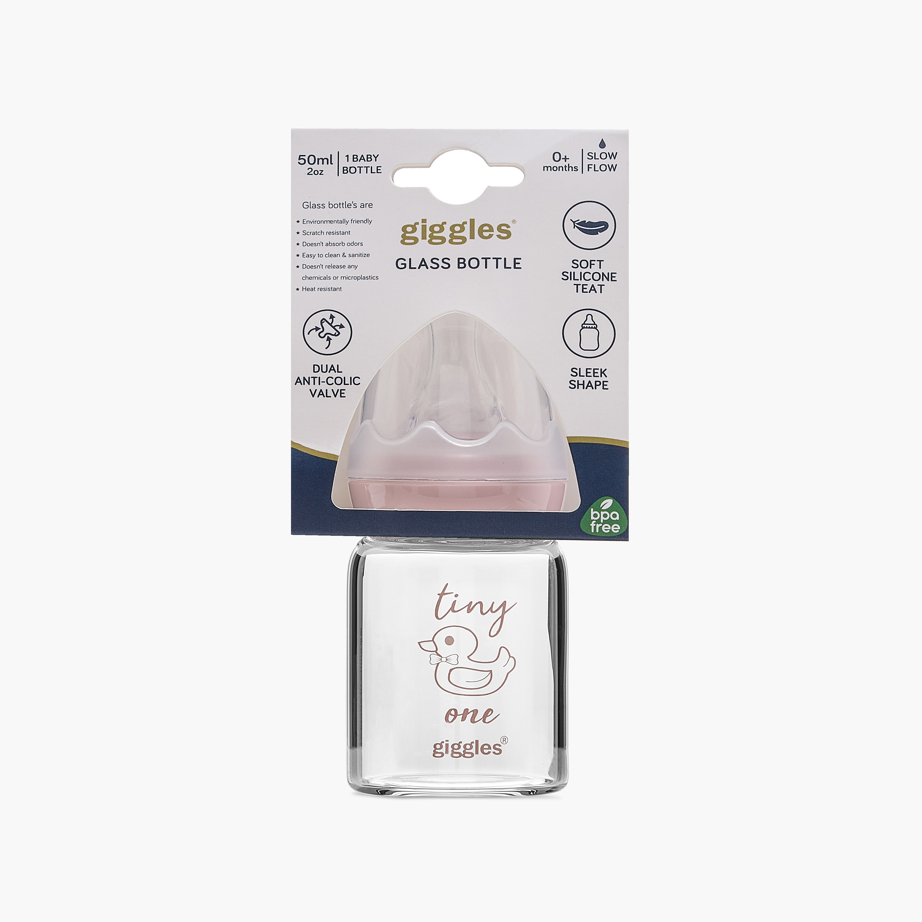 Giggles Typography Print Glass Feeding Bottle - 50 ml-baby-feeding-feedingbottles-bottlesandteats-image-9