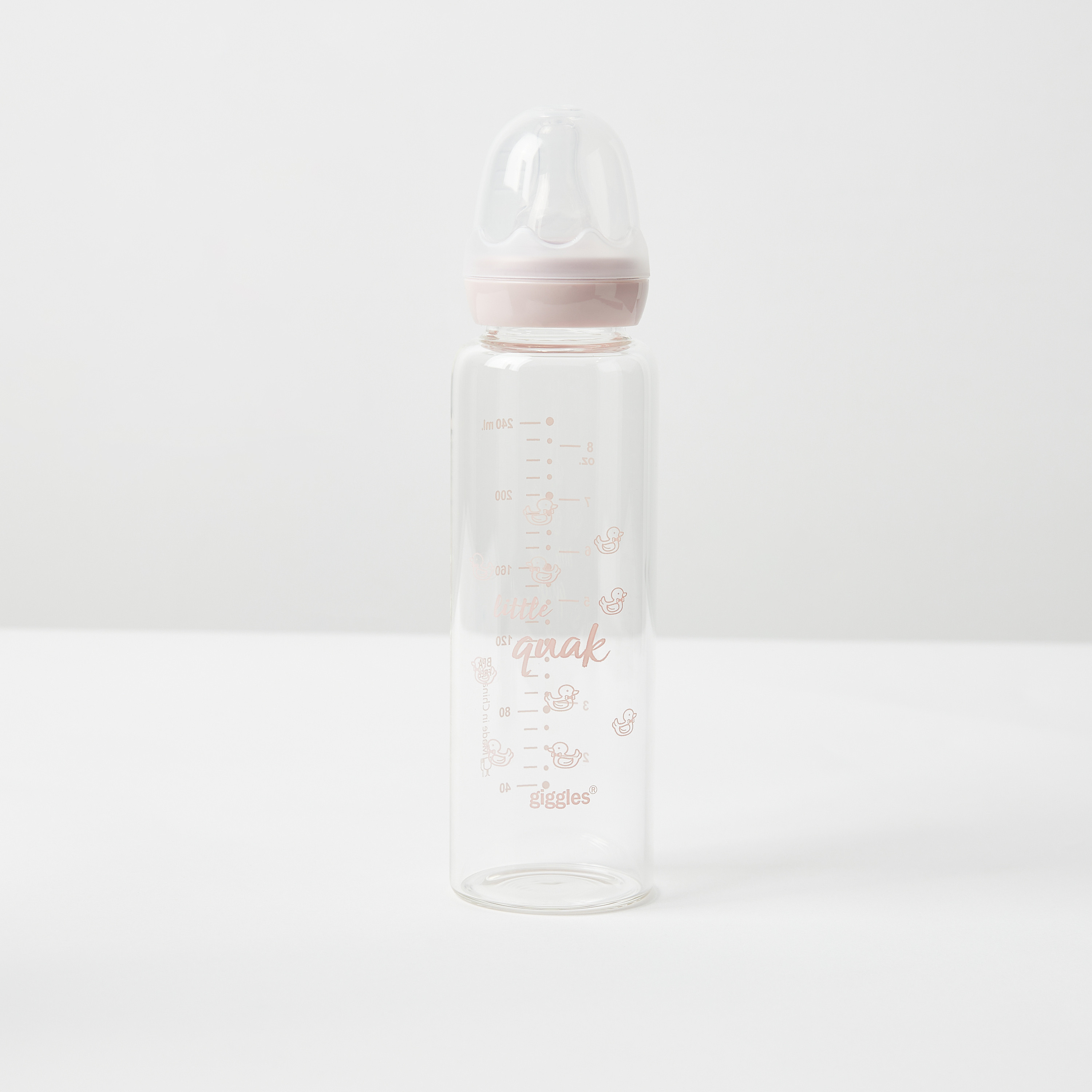رضّاعة زجاج بطبعات داكي لوف من جيجلز - 240 مل-baby-feeding-feedingbottles-bottlesandteats-image-1
