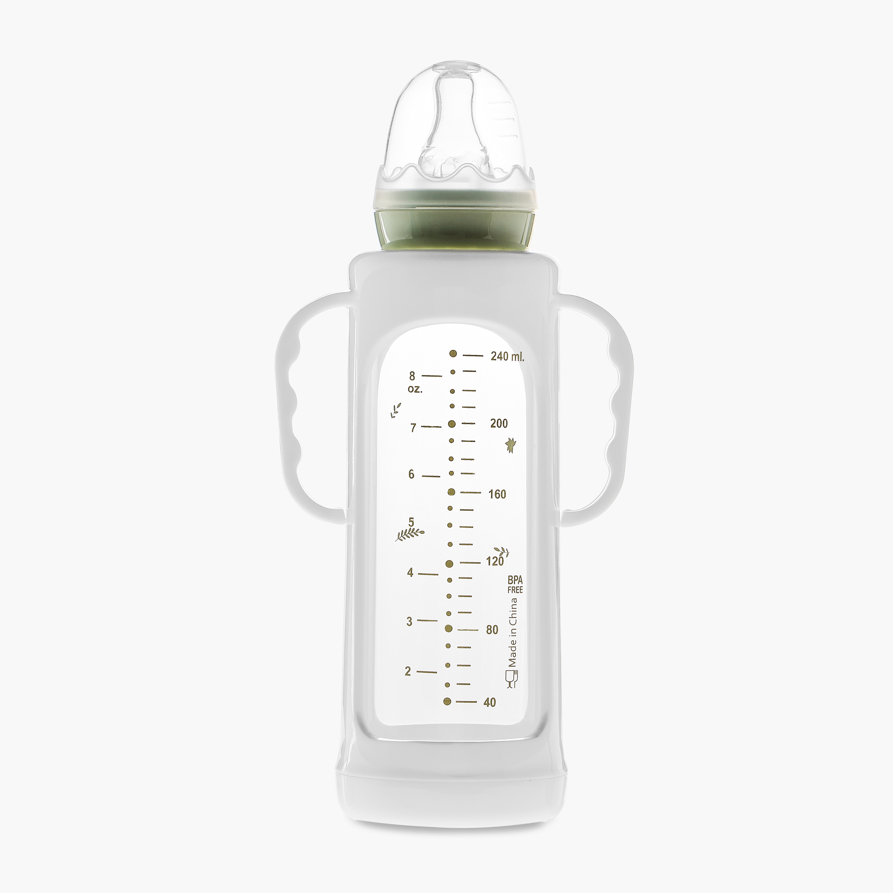 Giggles Printed Glass Feeding Bottle with Cover - 240 ml-baby-feeding-feedingbottles-bottlesandteats-image-2
