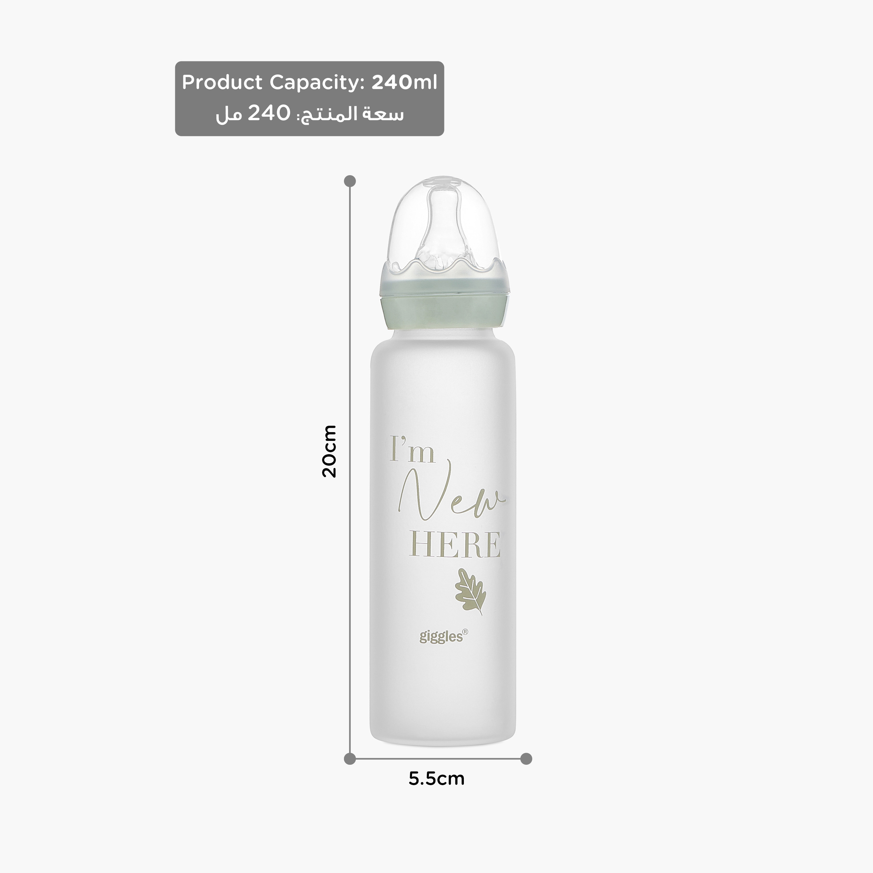 Giggles Hello World Print Glass Feeding Bottle - 240 ml-baby-feeding-feedingbottles-bottlesandteats-image-10