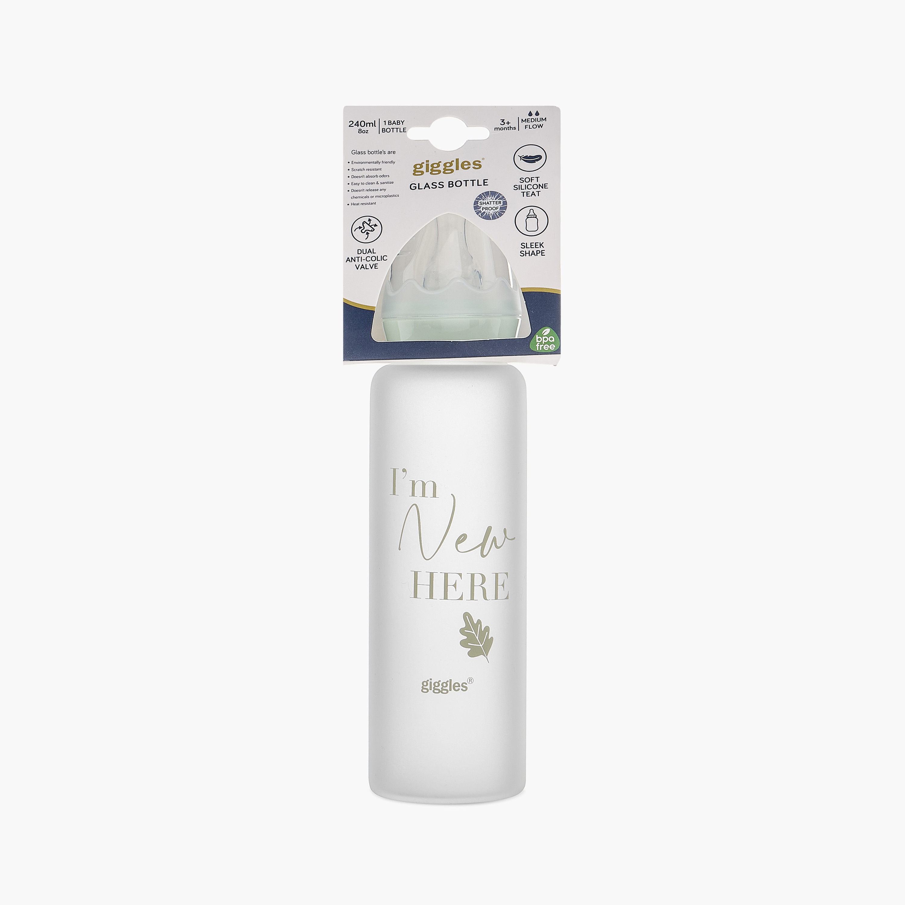 Giggles Hello World Print Glass Feeding Bottle - 240 ml-baby-feeding-feedingbottles-bottlesandteats-image-9