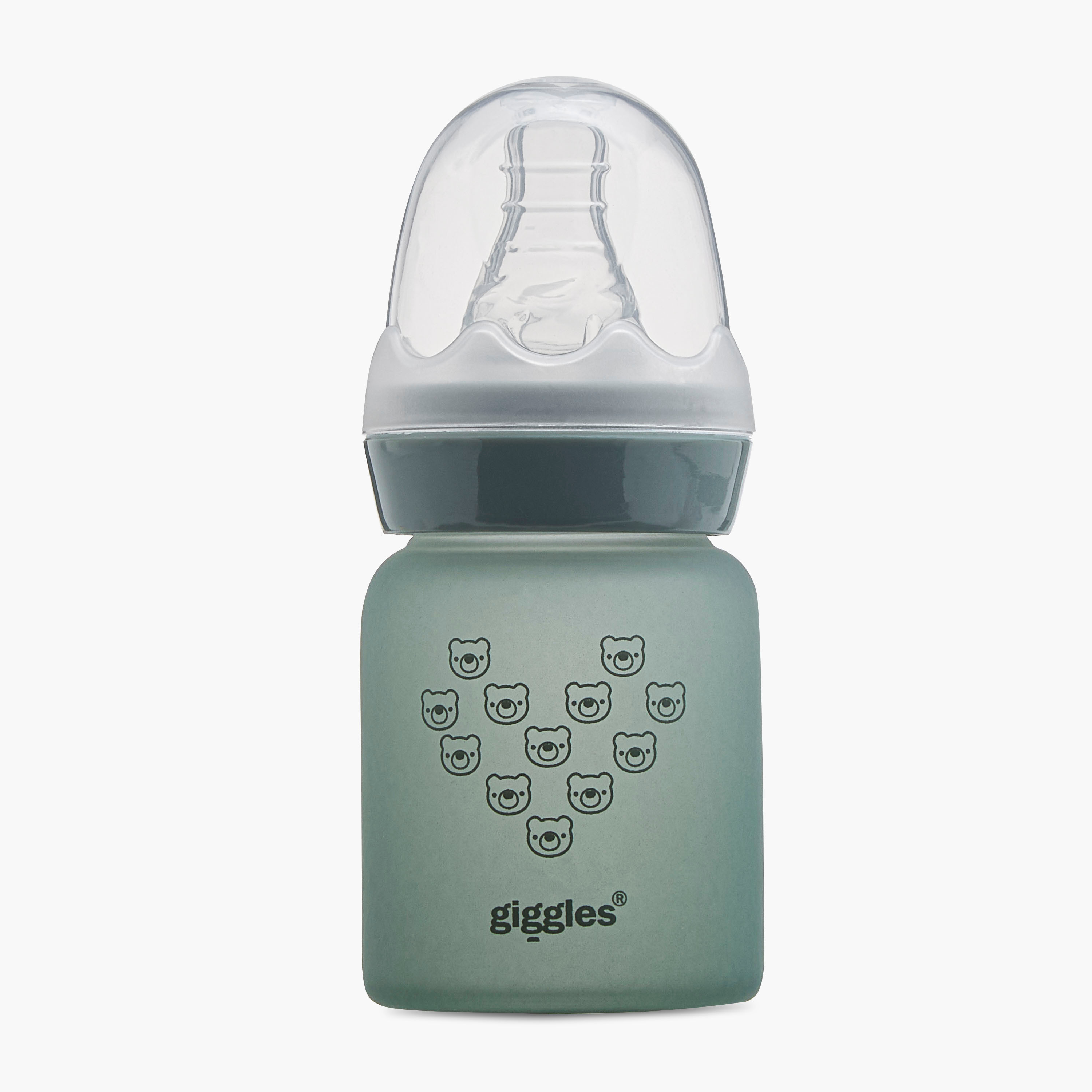 Giggles Printed Glass Feeding Bottle with Cap - 50 ml-baby-feeding-feedingbottles-bottlesandteats-image-1