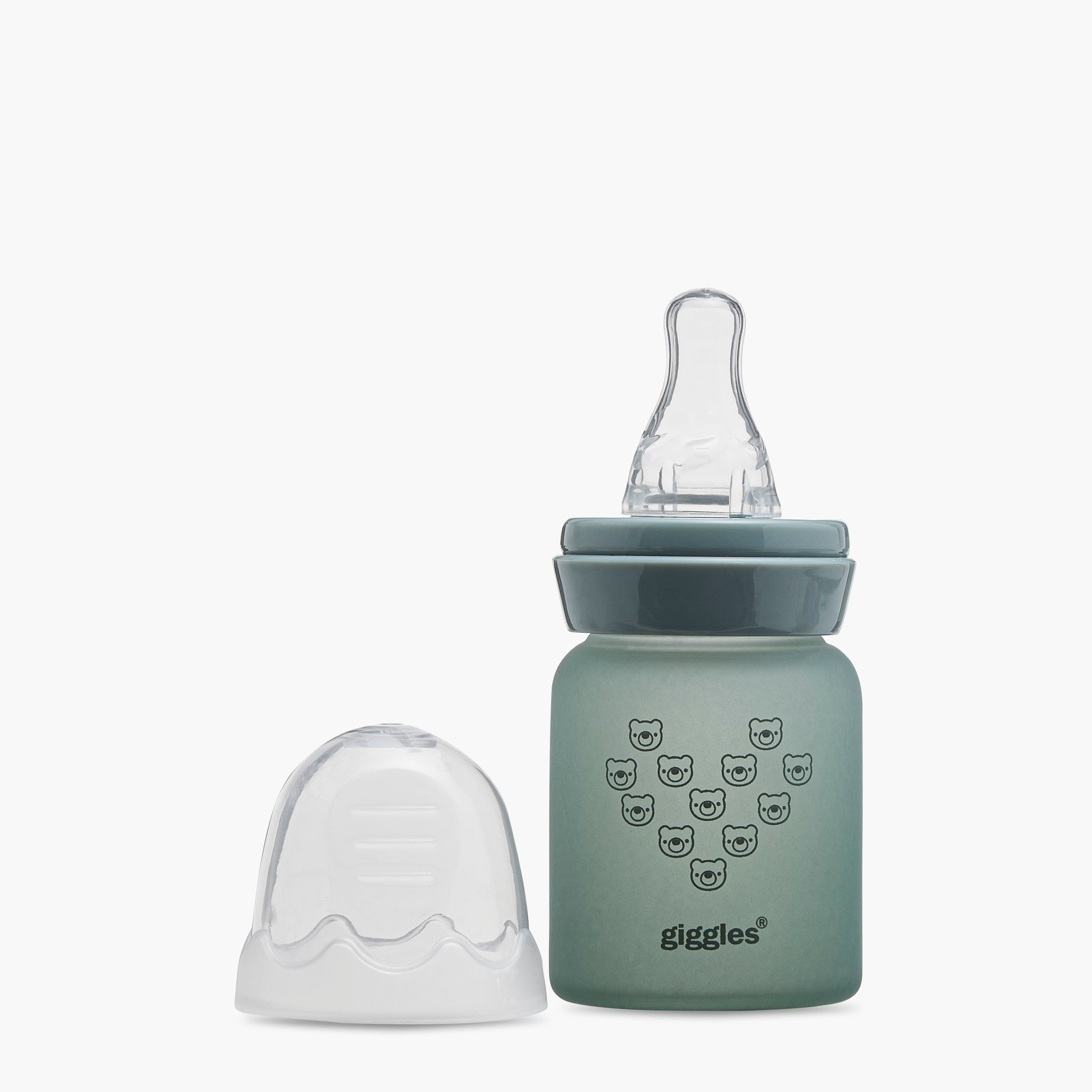 Giggles Printed Glass Feeding Bottle with Cap - 50 ml-baby-feeding-feedingbottles-bottlesandteats-image-3