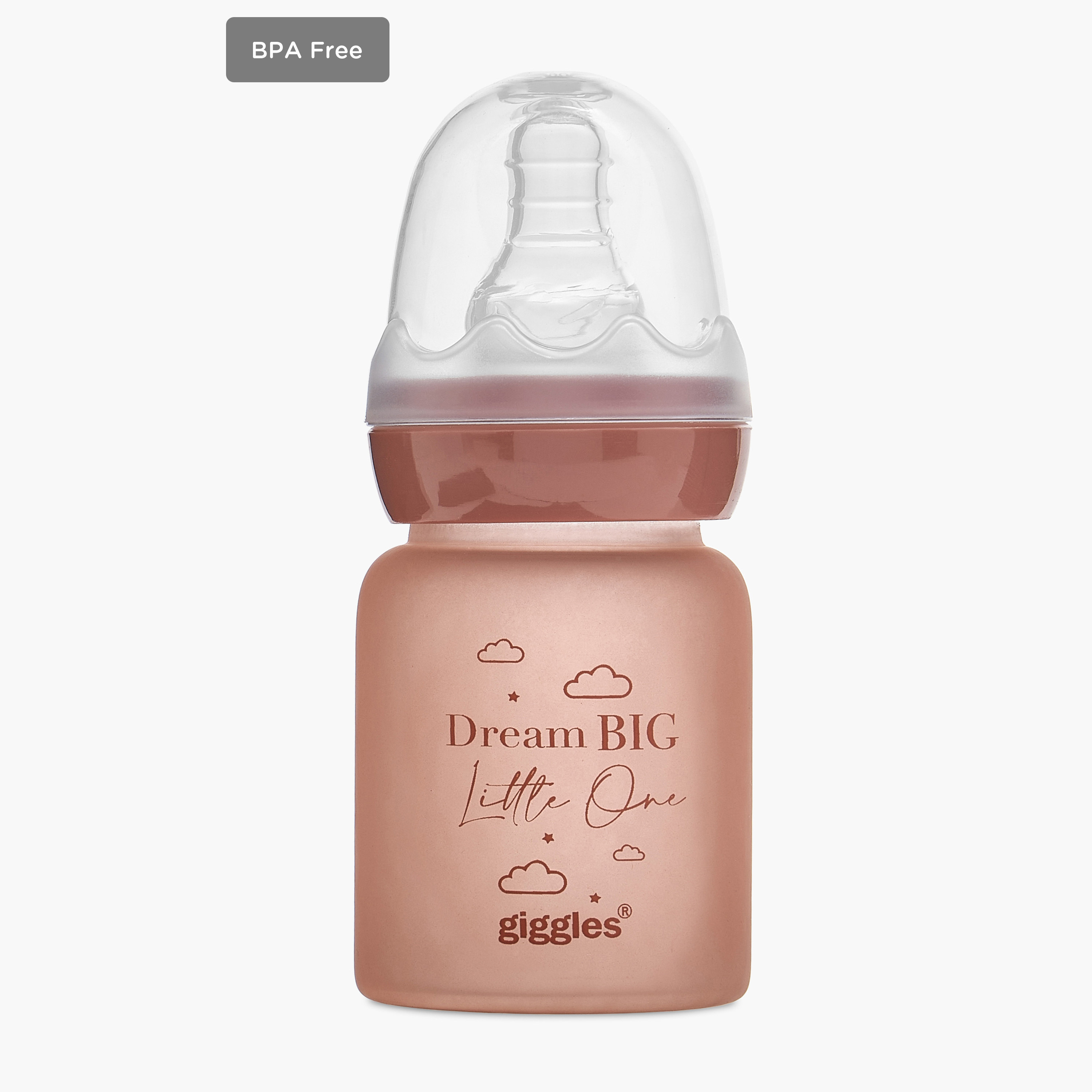 Giggles Printed Glass Feeding Bottle with Cap - 50 ml-baby-feeding-feedingbottles-bottlesandteats-image-1