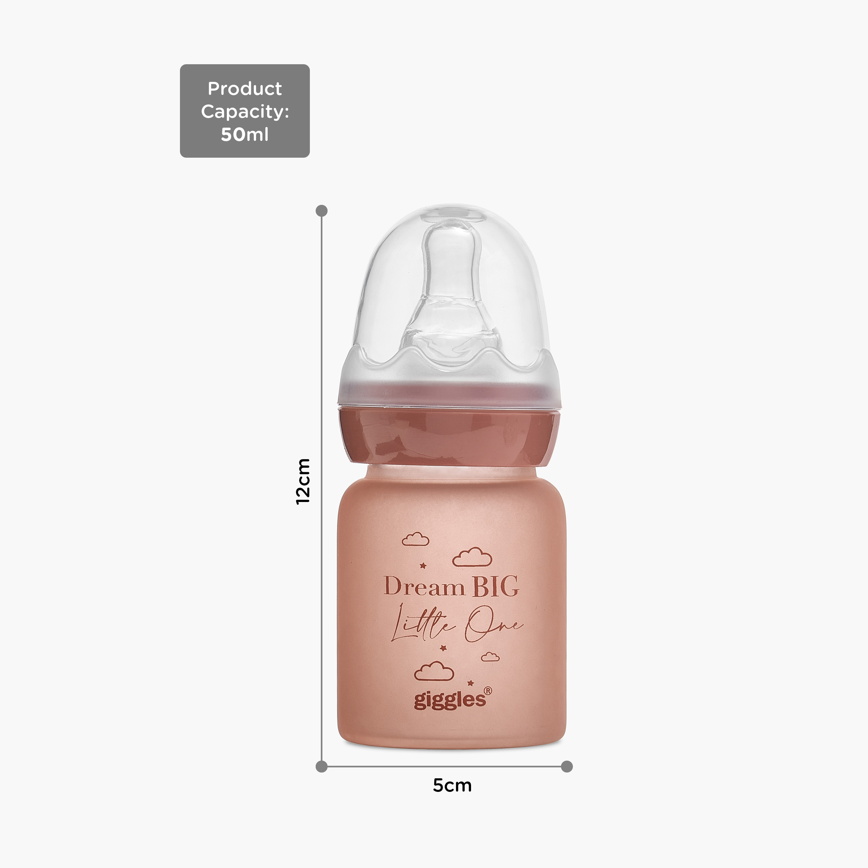 Giggles Printed Glass Feeding Bottle with Cap - 50 ml-baby-feeding-feedingbottles-bottlesandteats-image-10