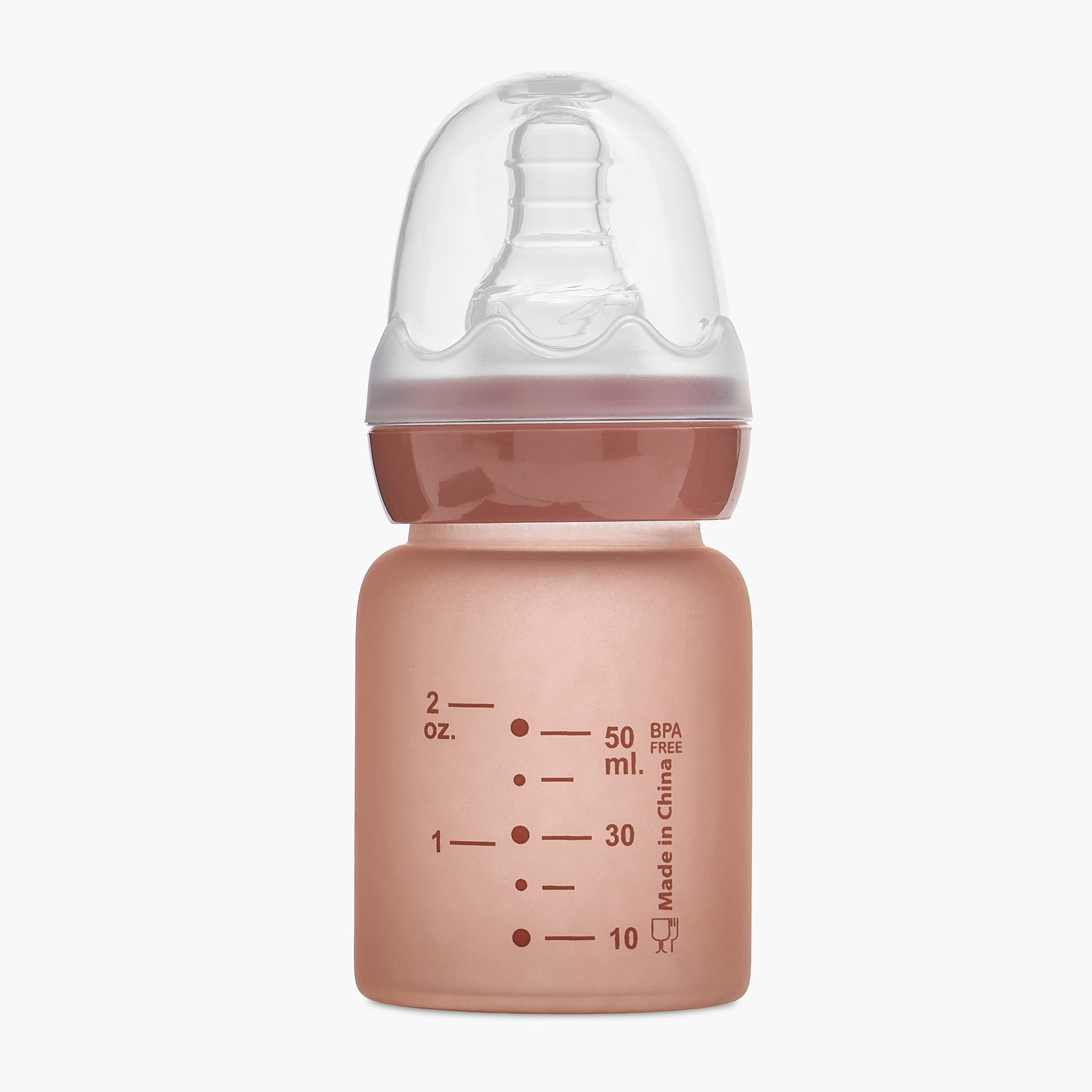 Giggles Printed Glass Feeding Bottle with Cap - 50 ml-baby-feeding-feedingbottles-bottlesandteats-image-2
