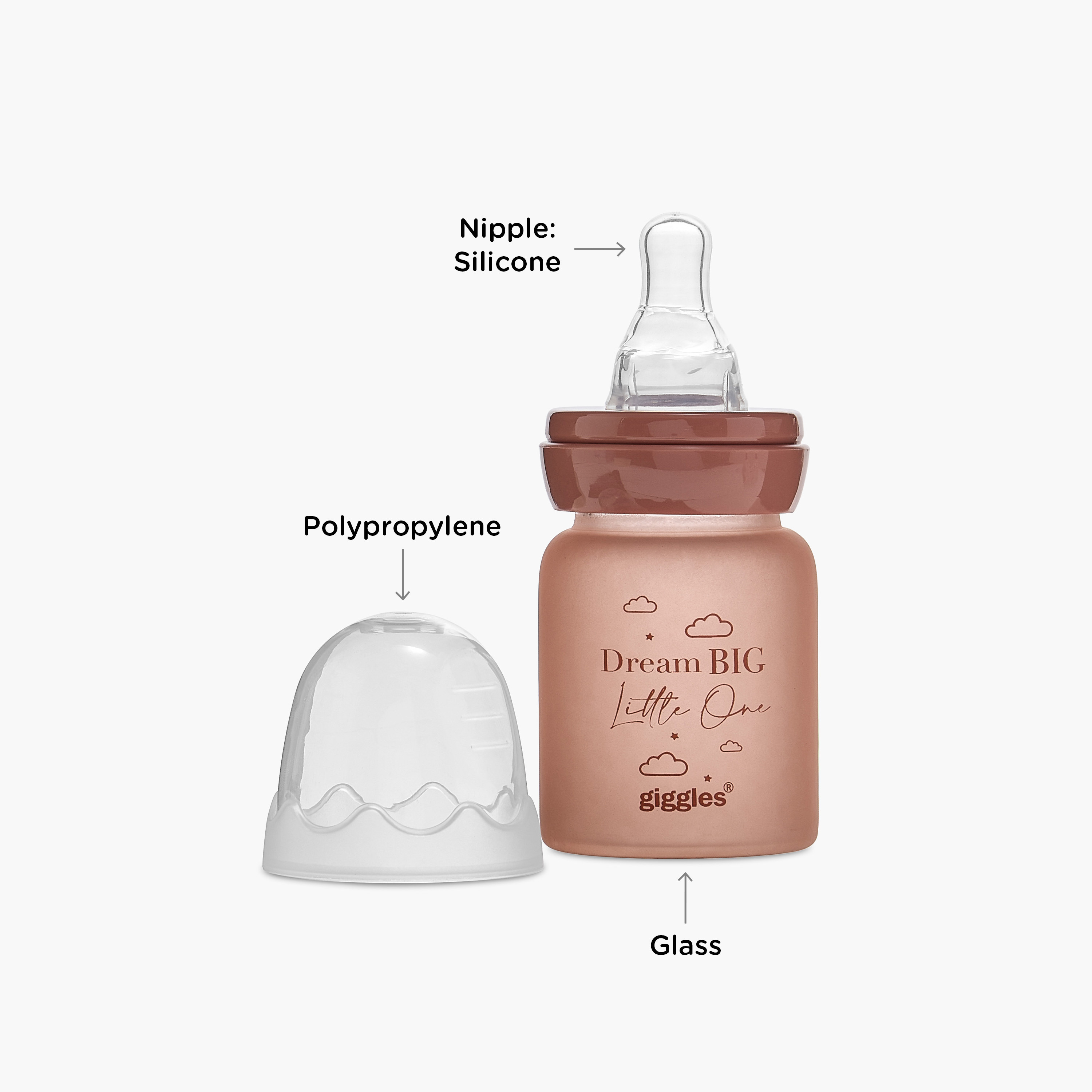 Giggles Printed Glass Feeding Bottle with Cap - 50 ml-baby-feeding-feedingbottles-bottlesandteats-image-3