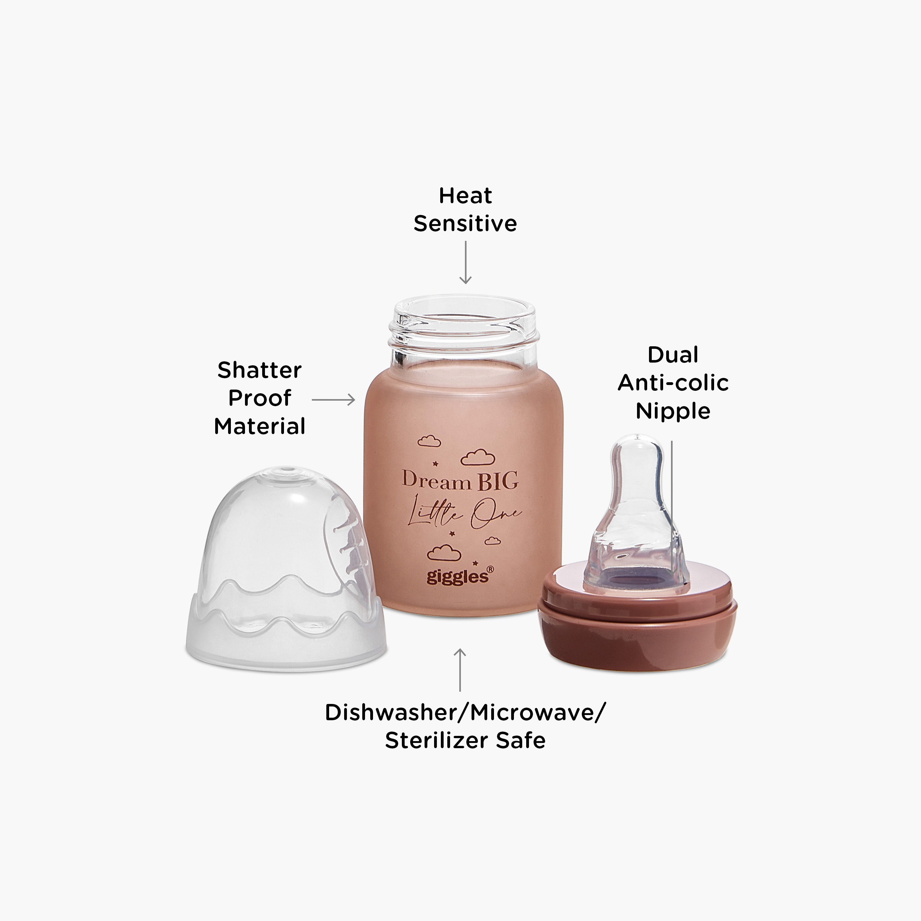 Giggles Printed Glass Feeding Bottle with Cap - 50 ml-baby-feeding-feedingbottles-bottlesandteats-image-4