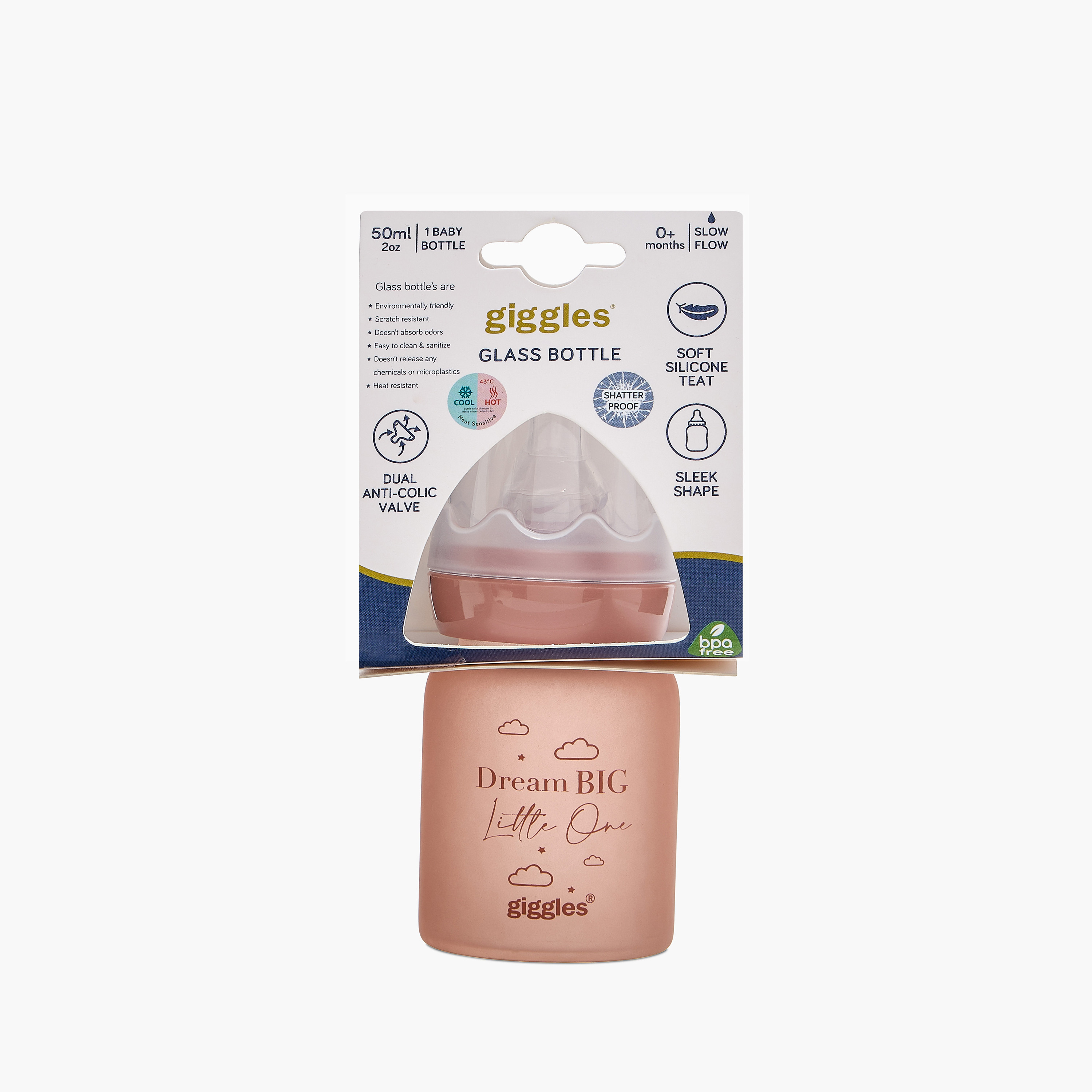 Giggles Printed Glass Feeding Bottle with Cap - 50 ml-baby-feeding-feedingbottles-bottlesandteats-image-8