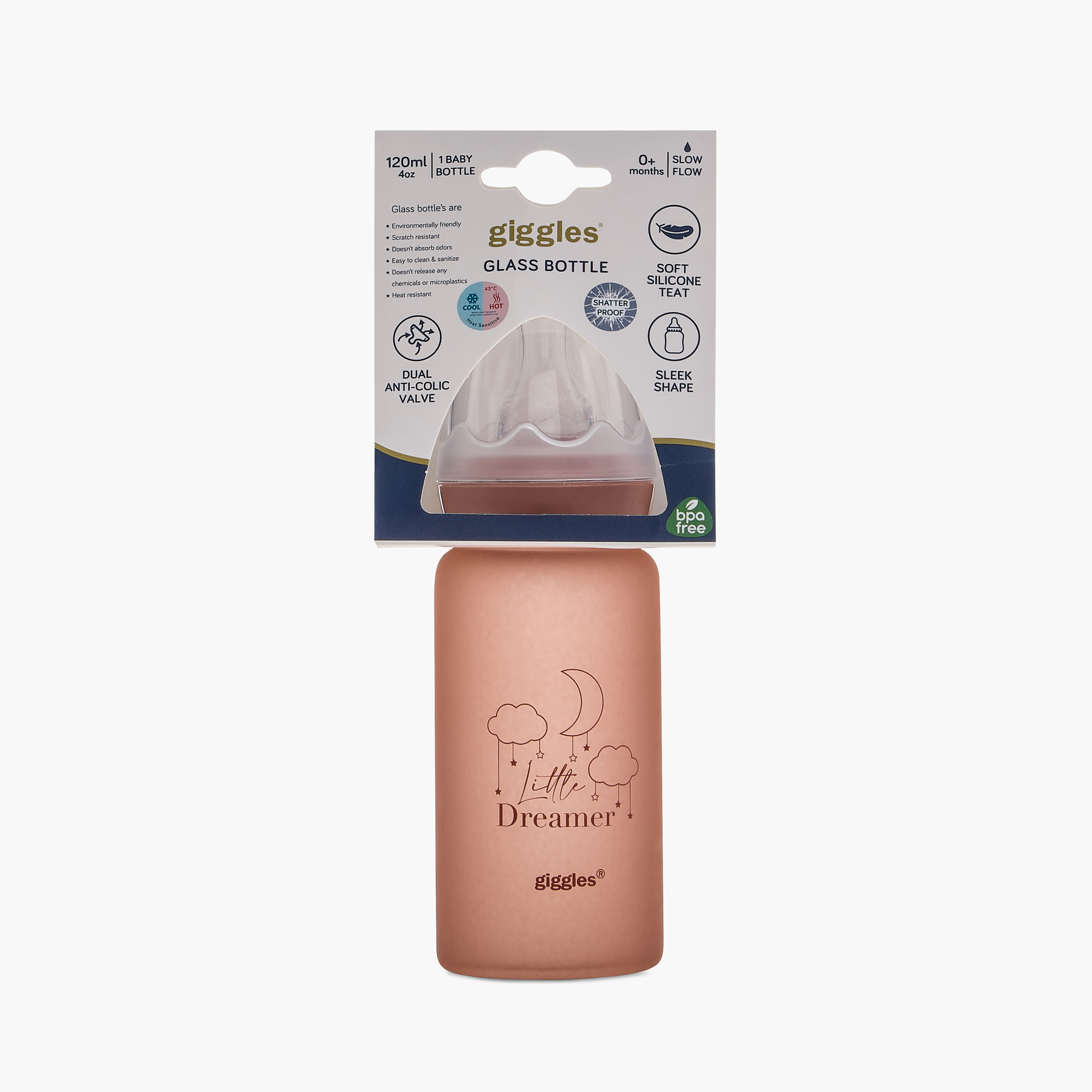Giggles Printed Glass Feeding Bottle with Cap - 120 ml-baby-feeding-feedingbottles-bottlesandteats-image-8