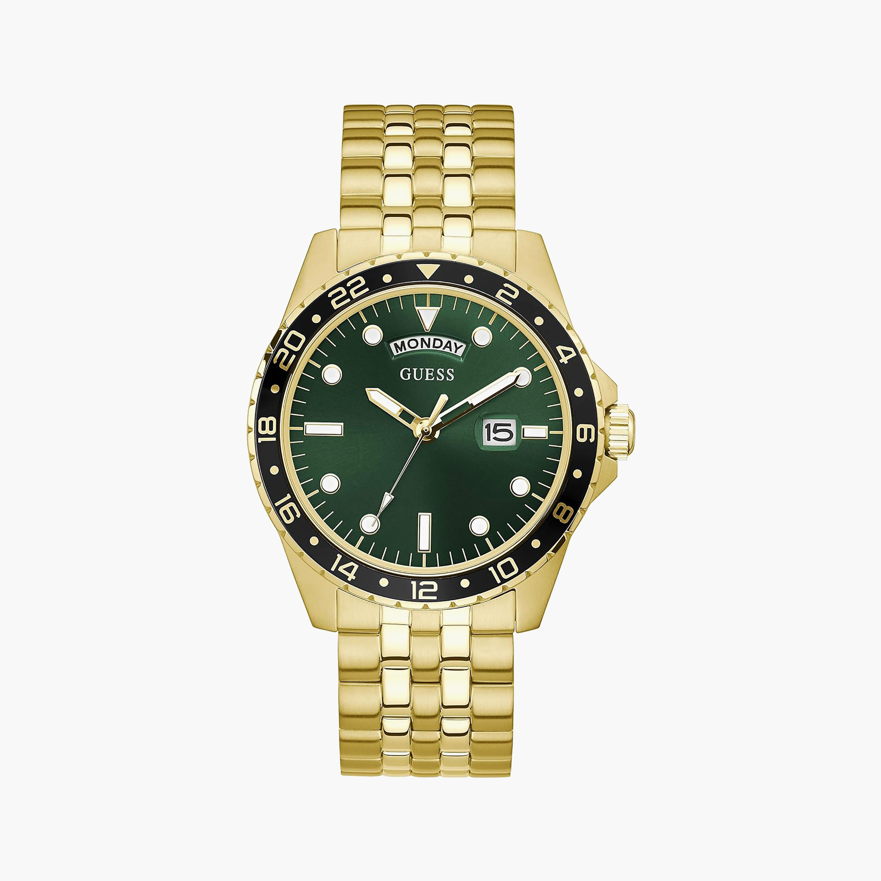Guess Men's Gold Analog Stainless Steel Strap Watch | GW0220G2-men-watchesandjewellery-watches-image-1
