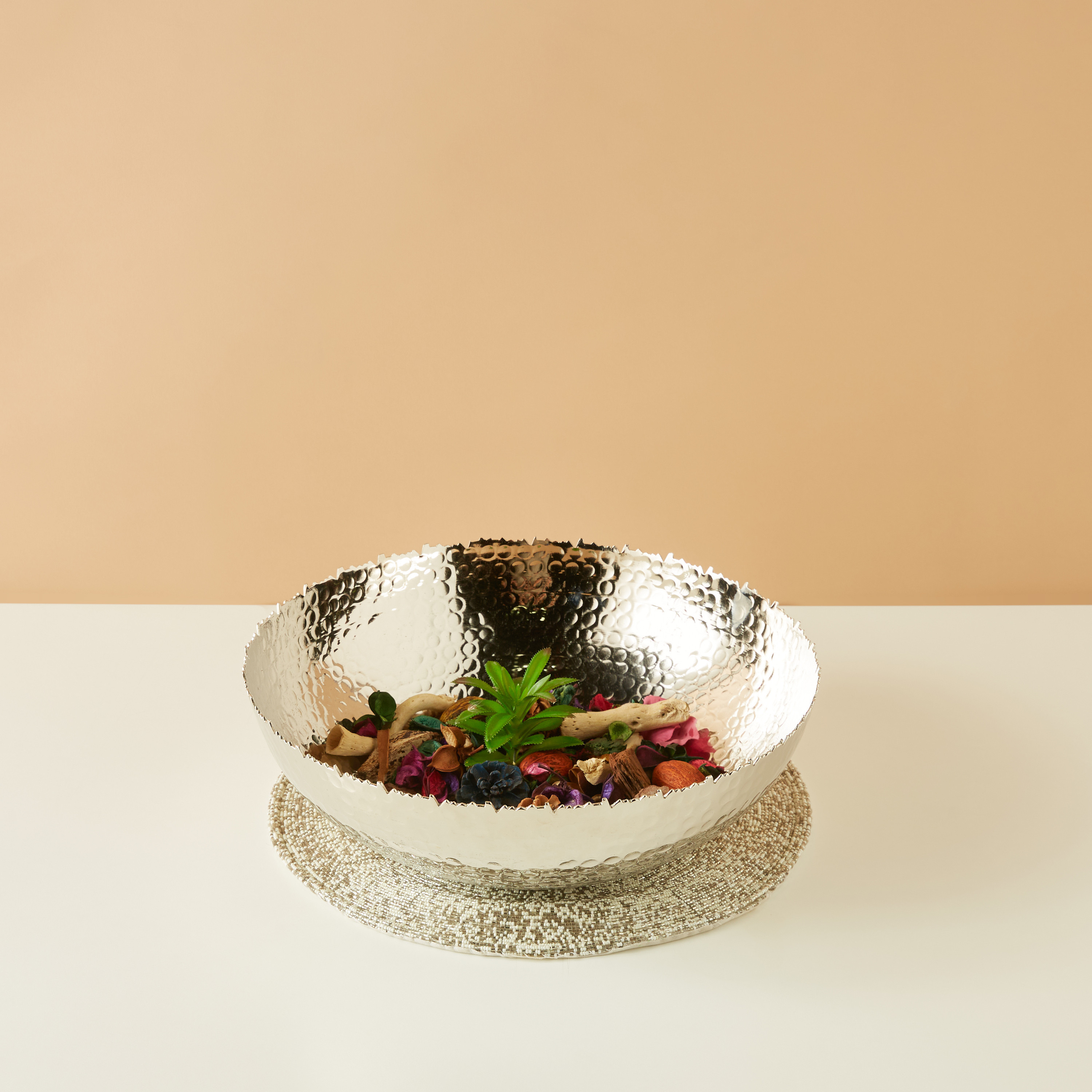 Textured Aluminium Decorative Bowl-household-decor-vasesandbowls-image-1