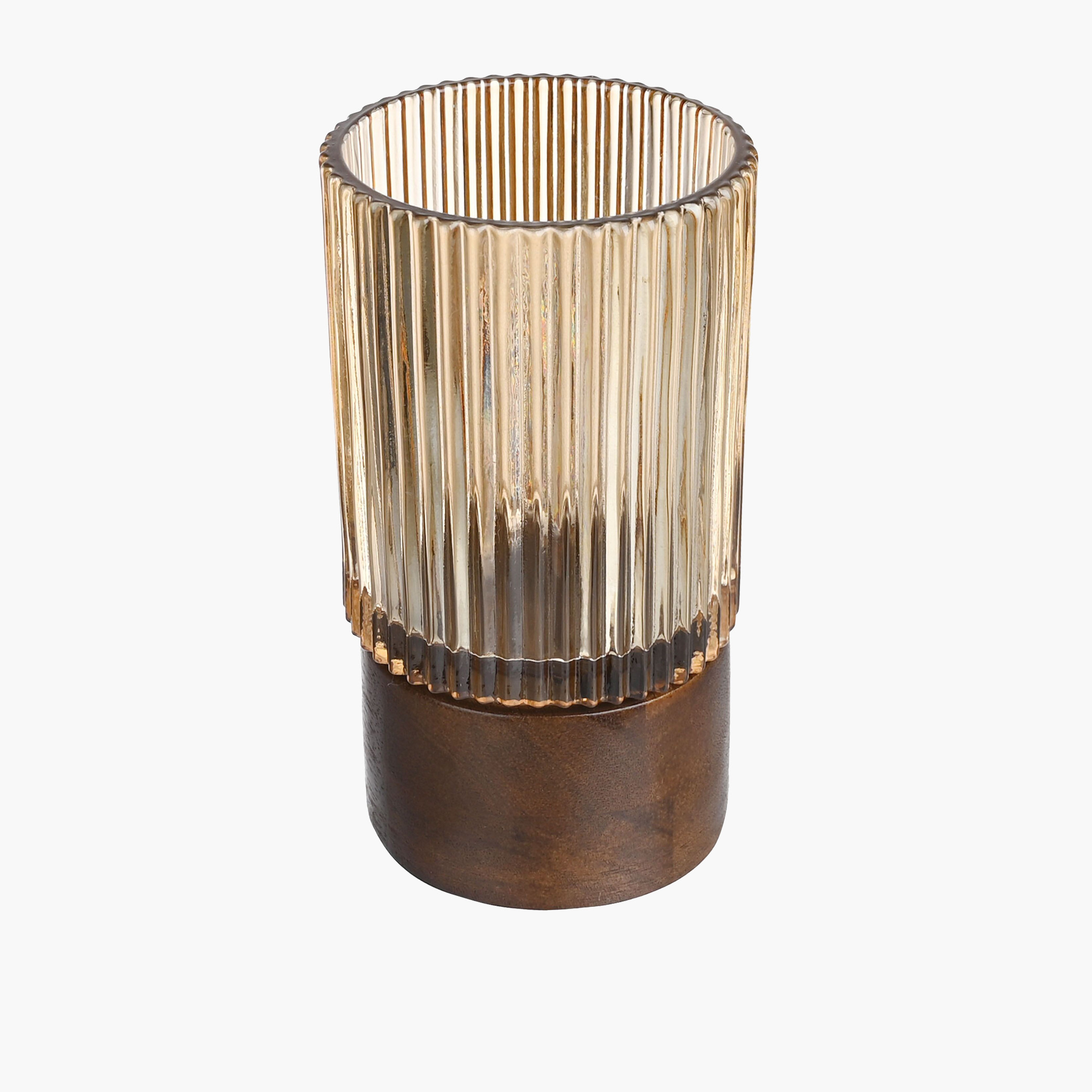 Decorative Ribbed Glass Candleholder - 15 cms-household-decor-candleholdersandlanterns-image-3