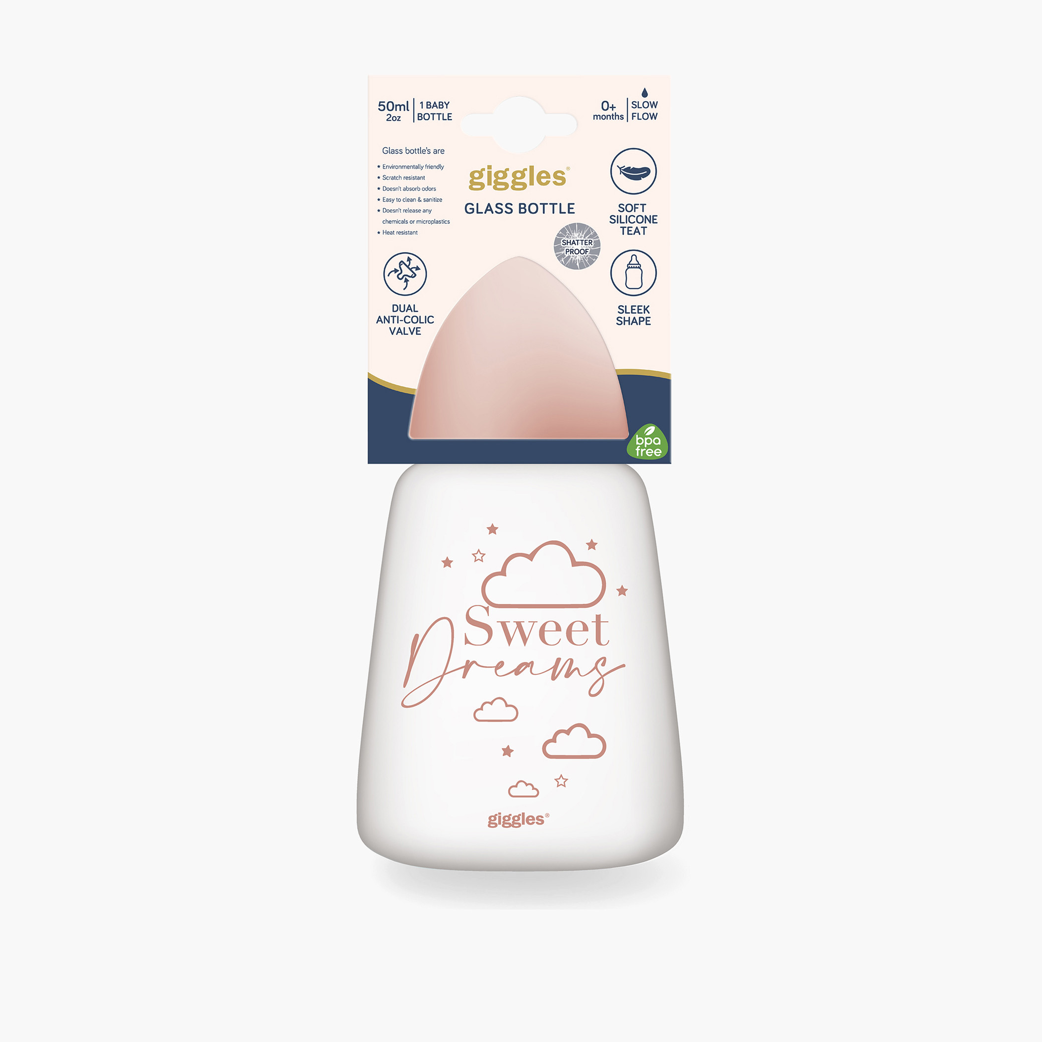 Giggles Dreamer Print Glass Feeding Bottle - 50 ml-baby-feeding-feedingbottles-bottlesandteats-image-4