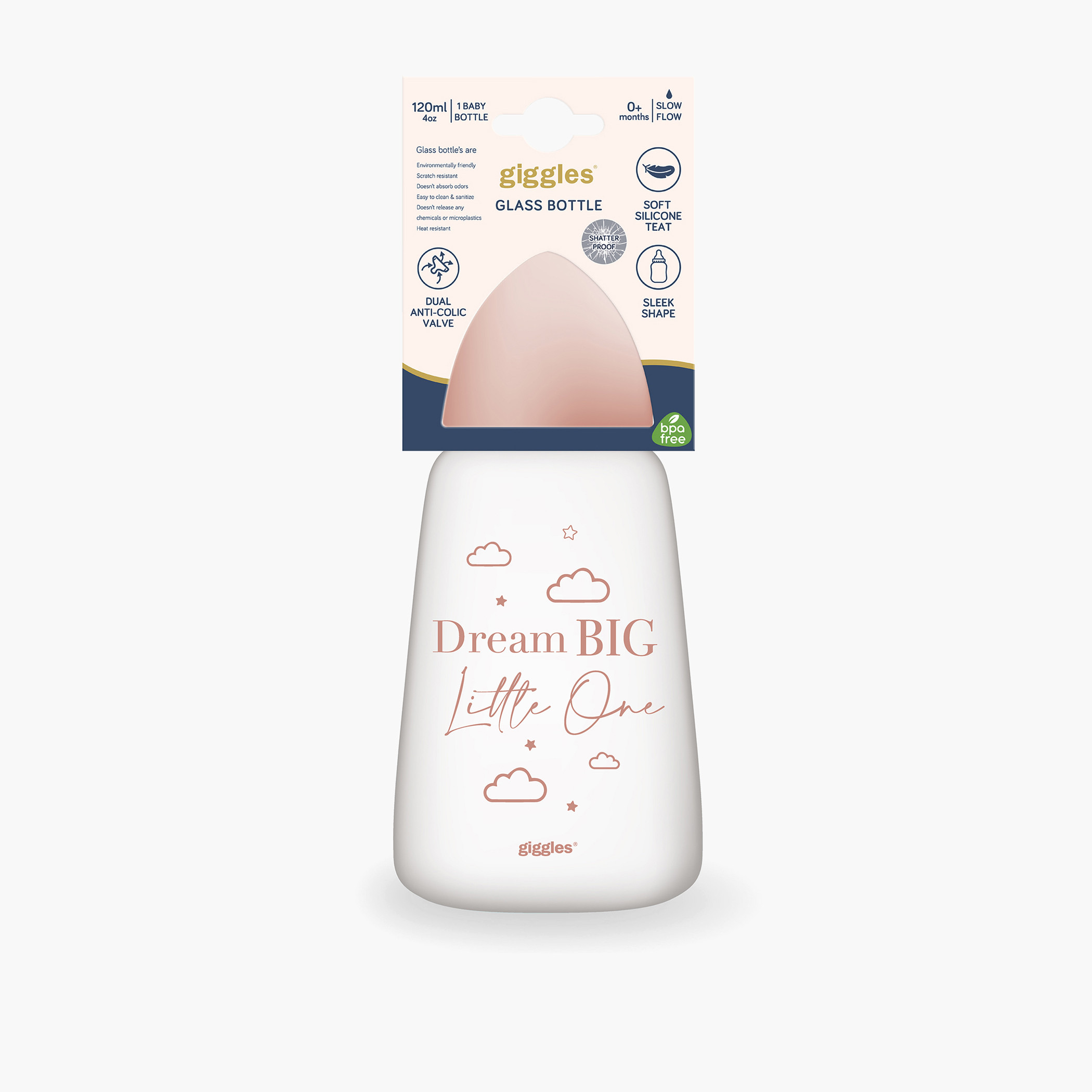 Giggles Dreamer Print Glass Feeding Bottle - 120 ml-baby-feeding-feedingbottles-bottlesandteats-image-4