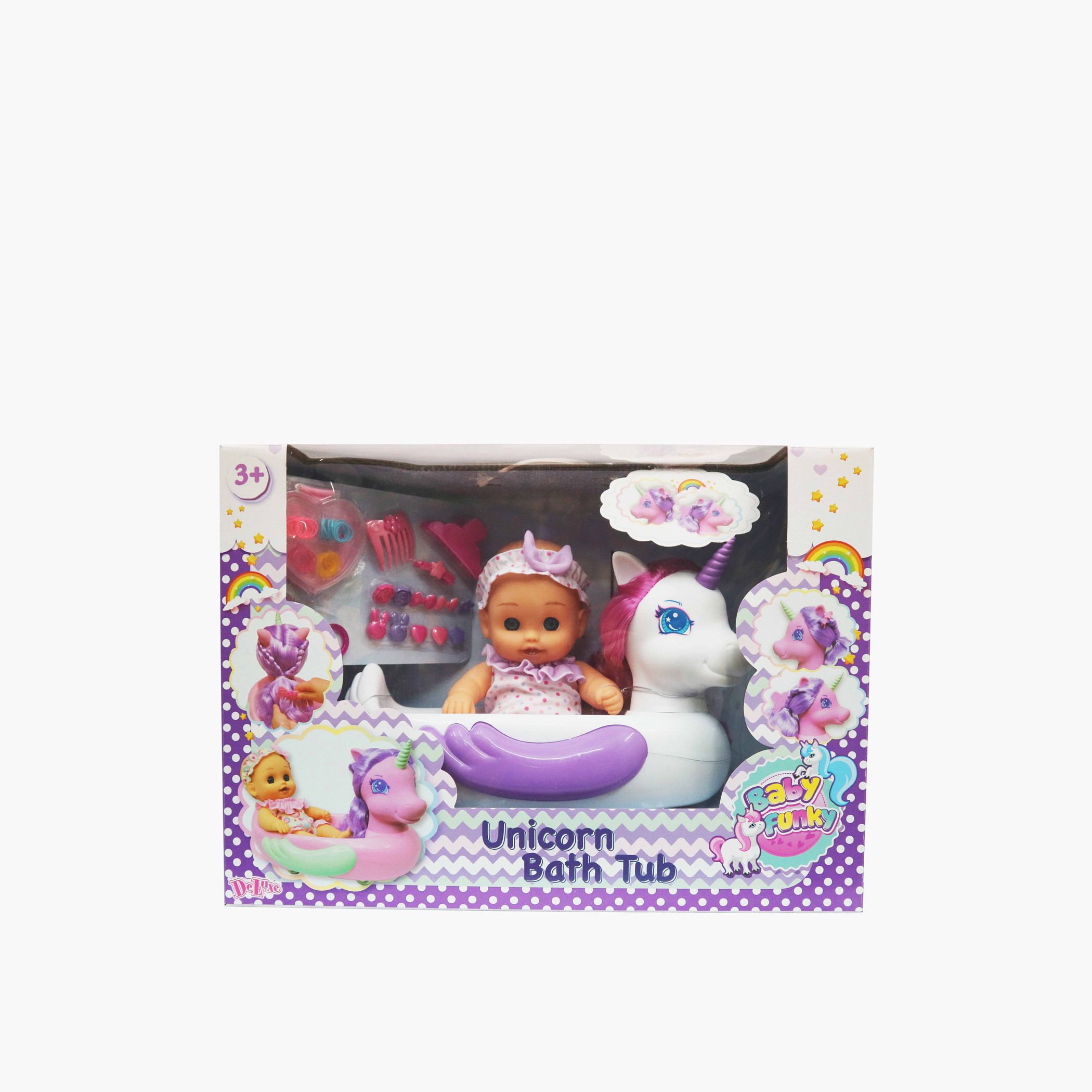 Baby Funky Baby Doll and Unicorn Bathtub Set - 11 inches-toys-dollsandplaysets-dollplaysets-image-1